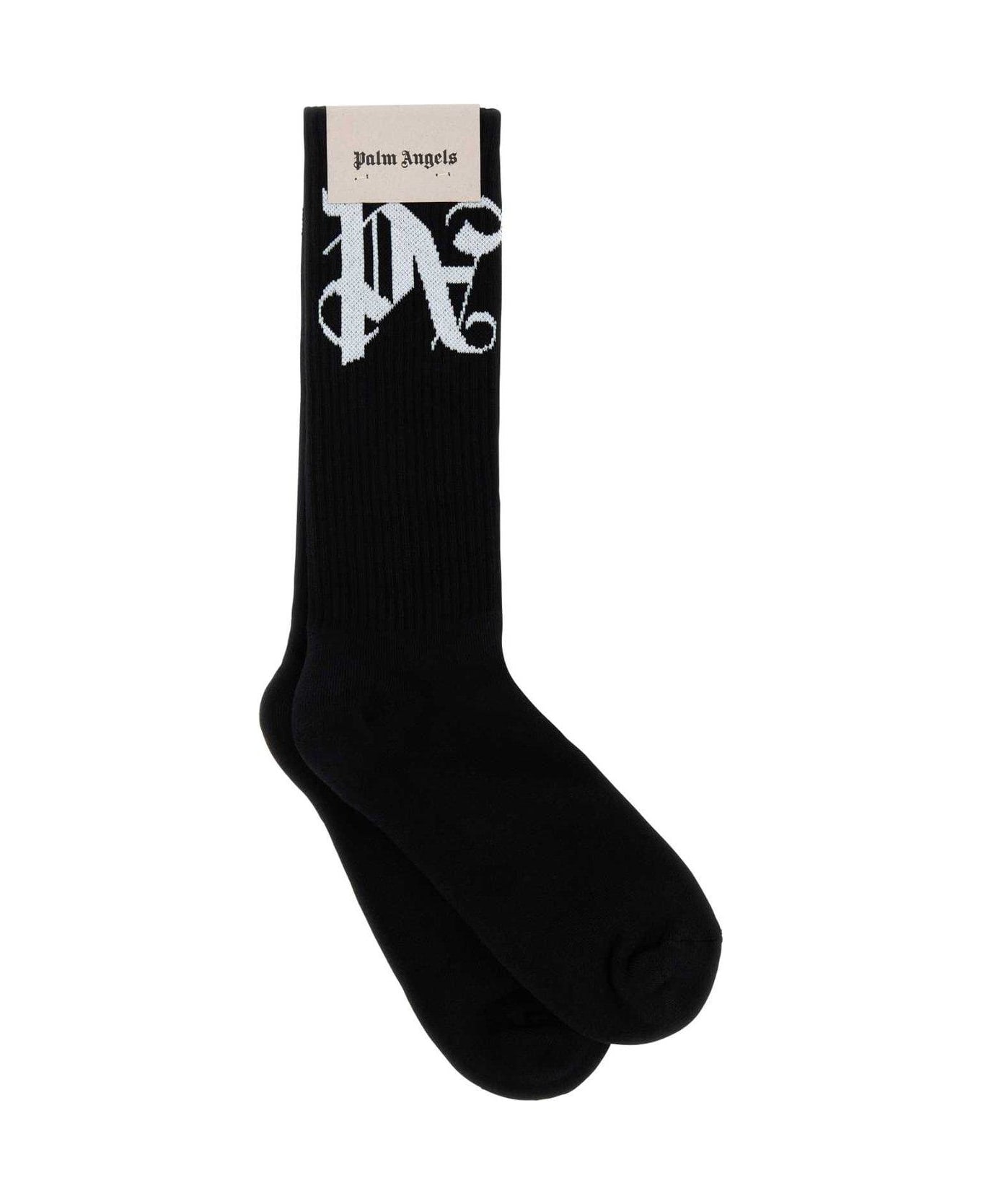 Palm Angels Monogram Jacquard Socks - BLACK