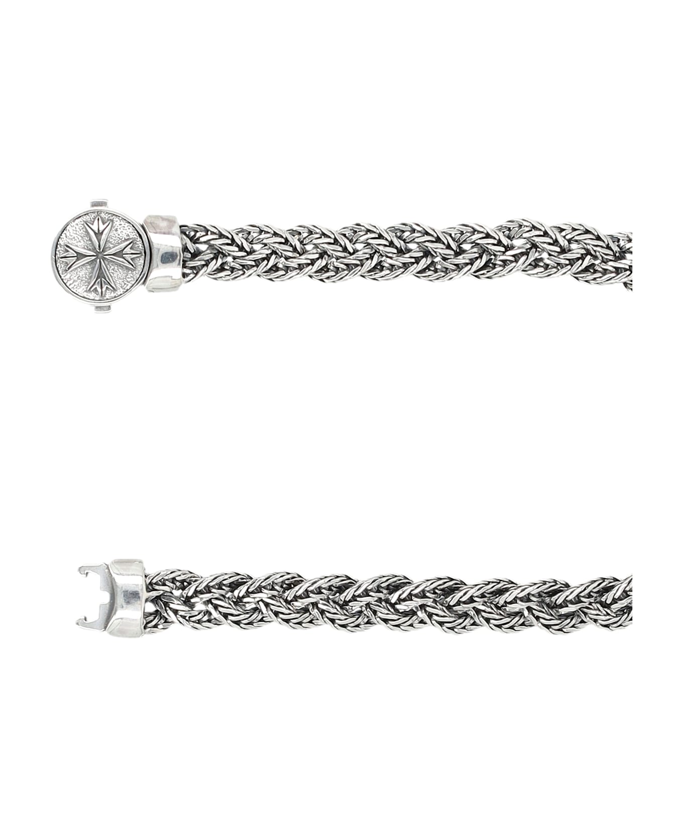 Emanuele Bicocchi Small Diamond-cut Flat Braided Bracelet - SILVER