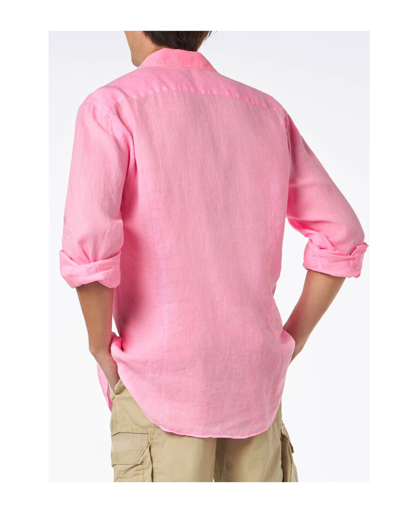 MC2 Saint Barth Man Water Color Fluo Pink Linen Pamplona Shirt - FLUO