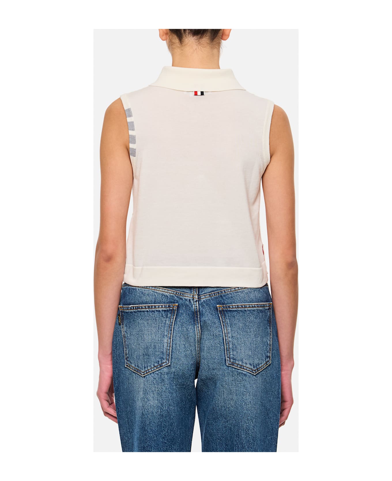 Thom Browne Sleeveless Jersey Shirt - WHITE