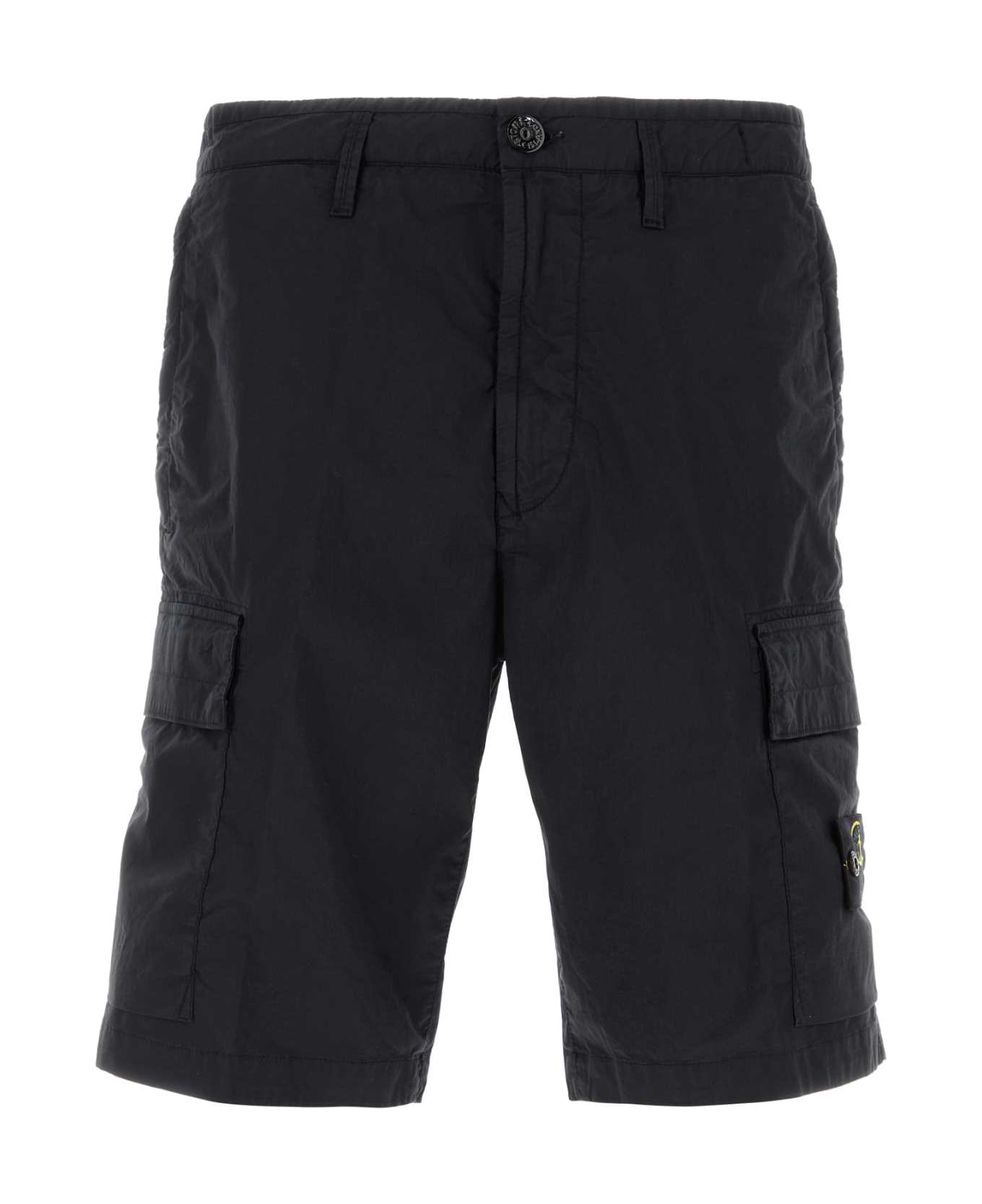 Stone Island Midnight Blue Stretch Cotton Bermuda Shorts - NAVY