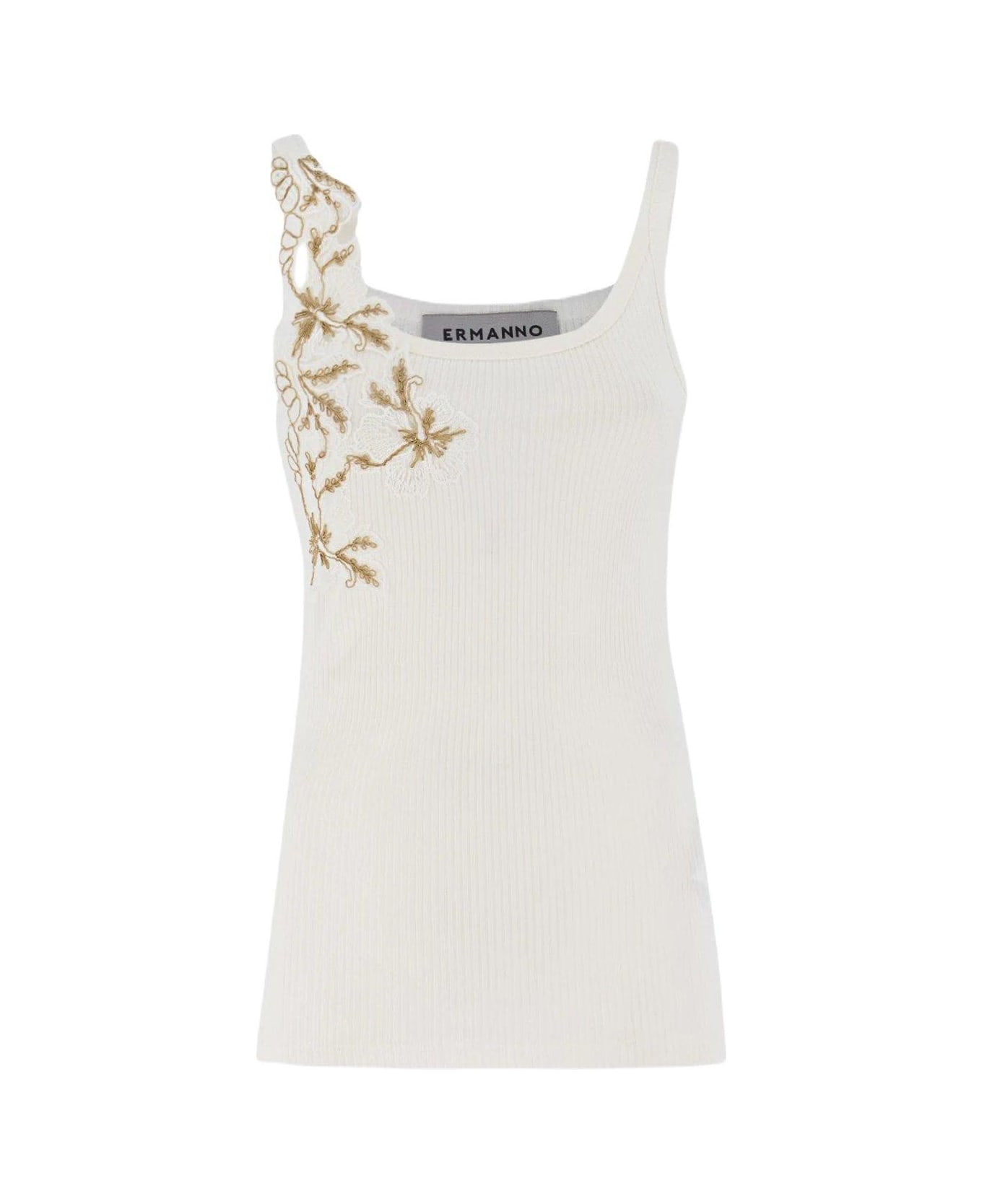 Ermanno Firenze Floral-lace Sleeveless Tank Top - White