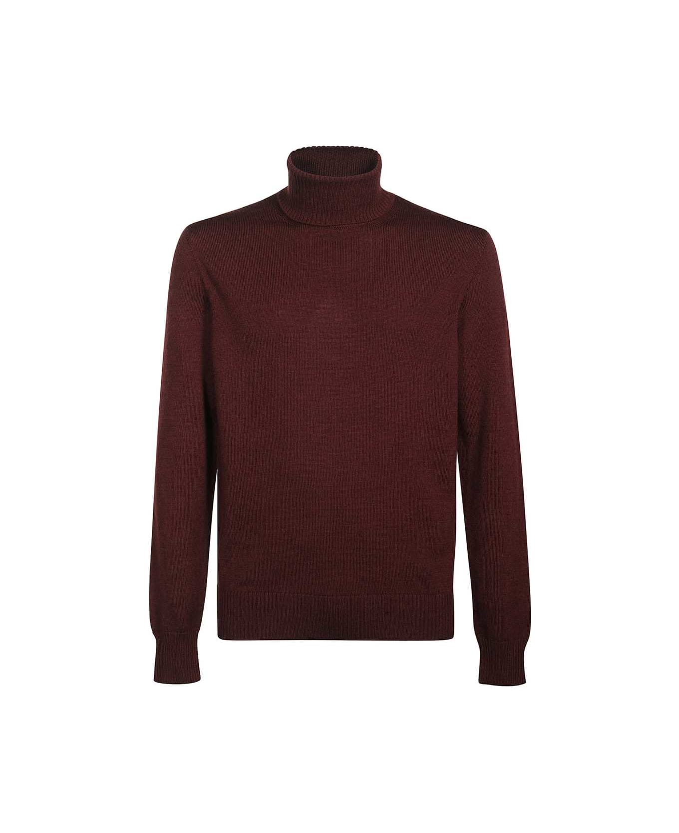 Emporio Armani Virgin Wool Turtleneck Sweater - Burgundy