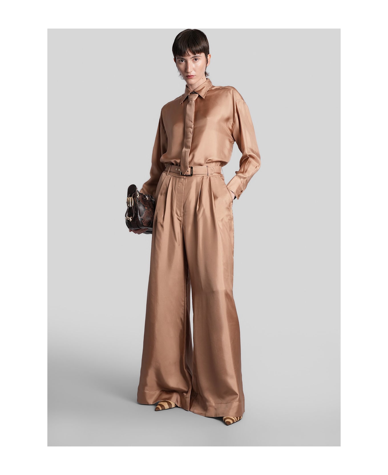 Zimmermann Shirt In Camel Silk - Camel
