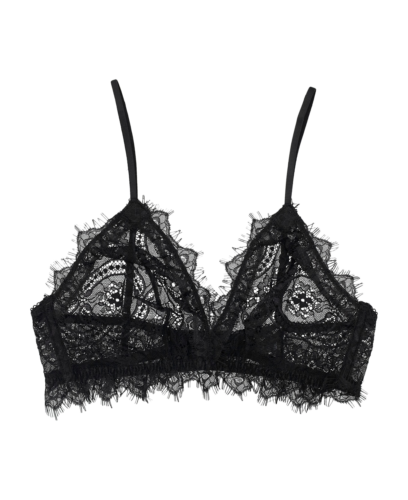 Anine Bing Black Lace Soft Bralette - BLACK