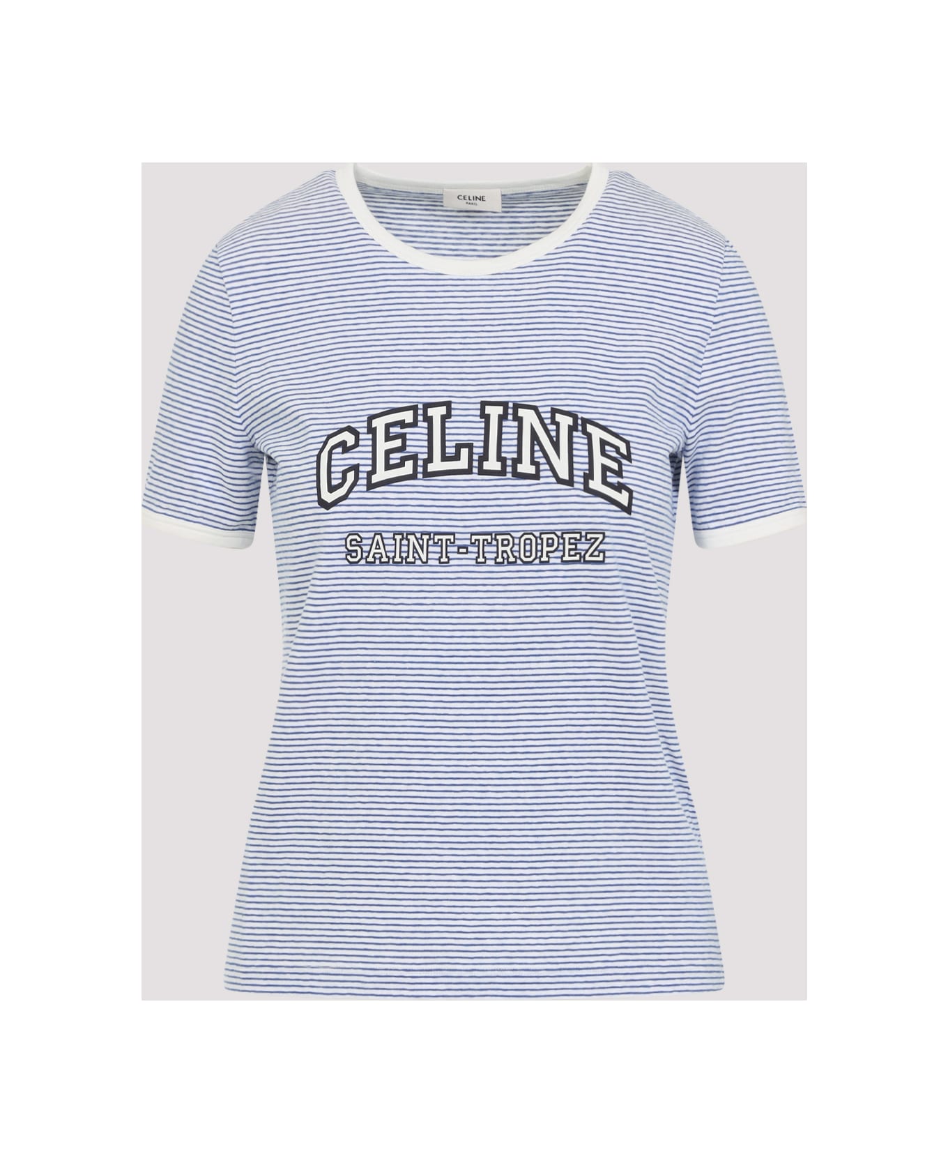 Celine 70`s Saint Tropez T-shirt - Zq Off White Navy Blue