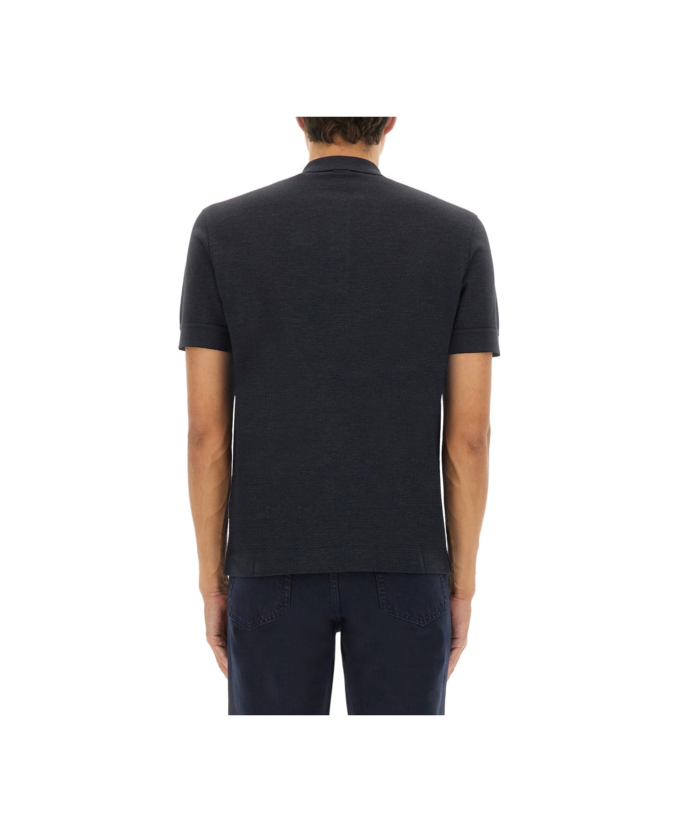 Zegna Cotton Blend Polo Shirt - BLACK