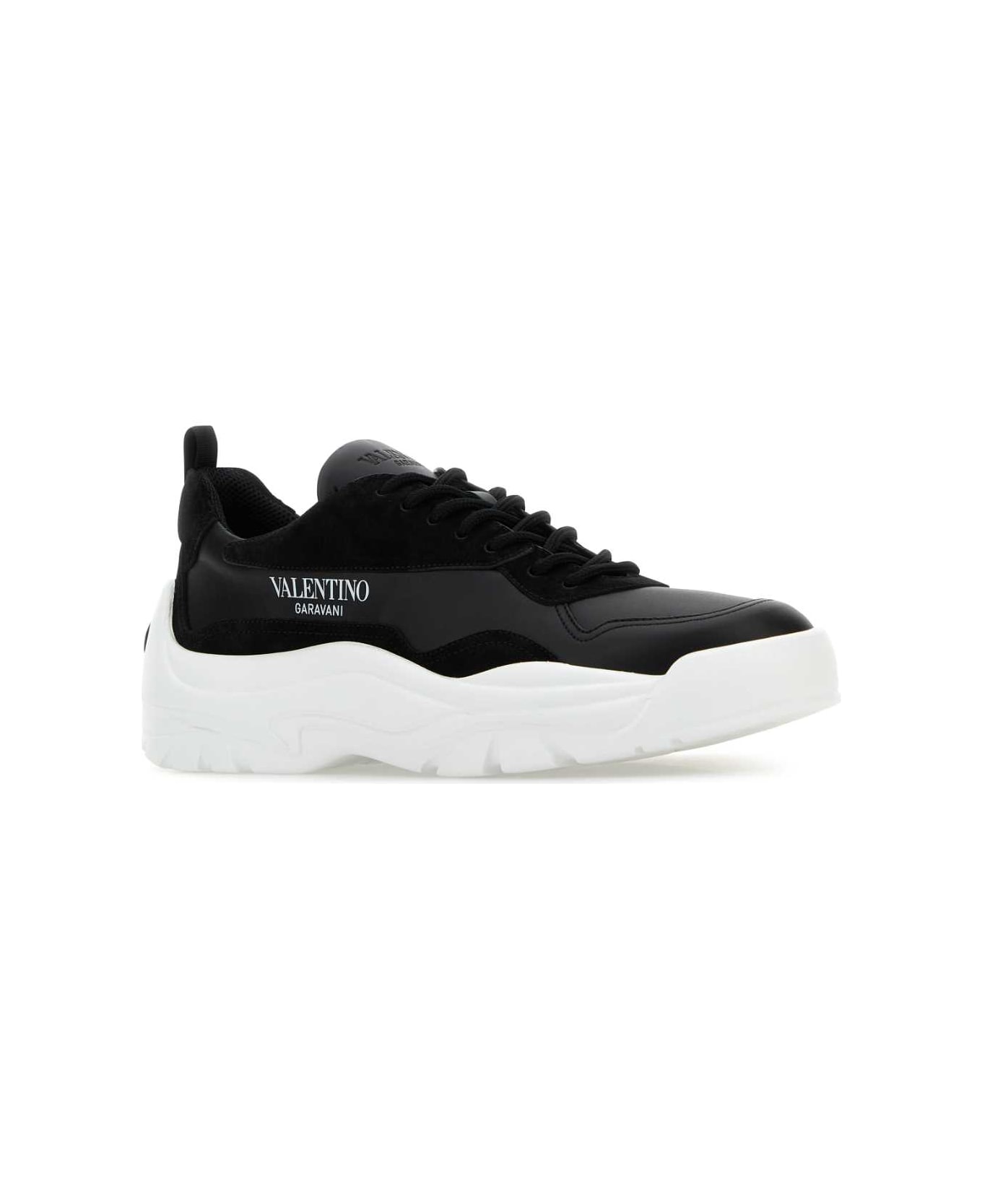 Valentino Garavani Black Leather And Suede Gumboy Sneakers - NERO/NERO/BIANCONEROBIANCO