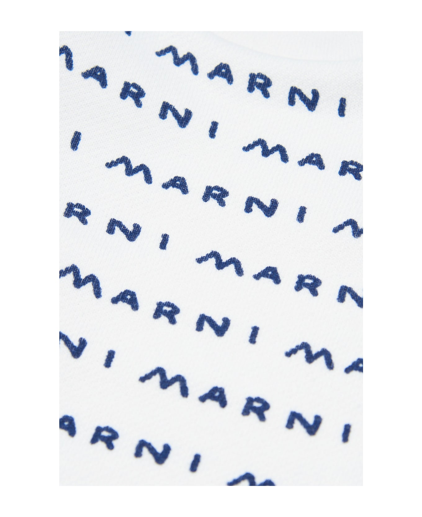 Marni Ms34b Sweat-shirt uniqlo Marni White Cotton Sweatshirt With Handmade Allover Logo - White