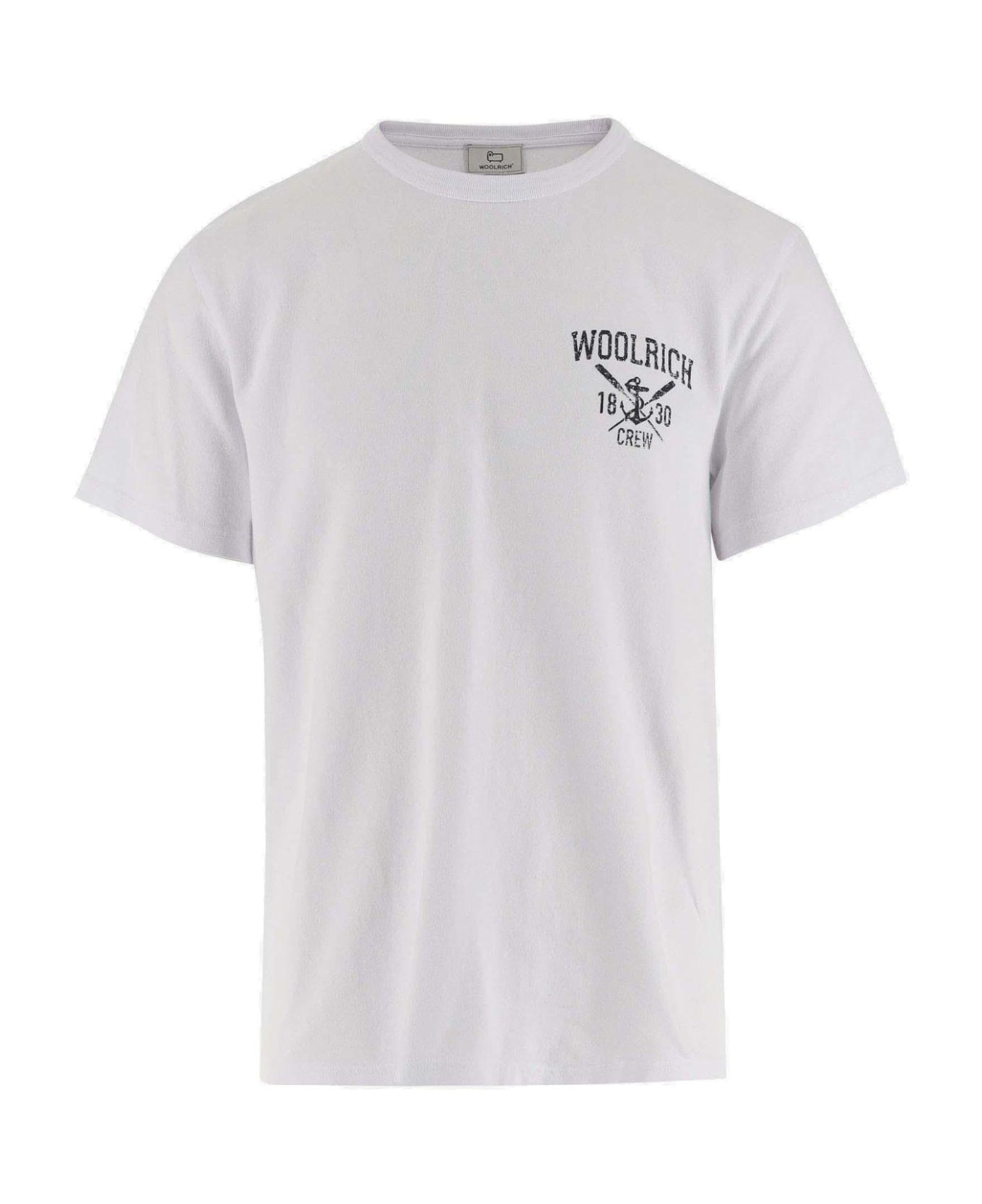 Woolrich Logo Printed Crewneck T-shirt - White シャツ