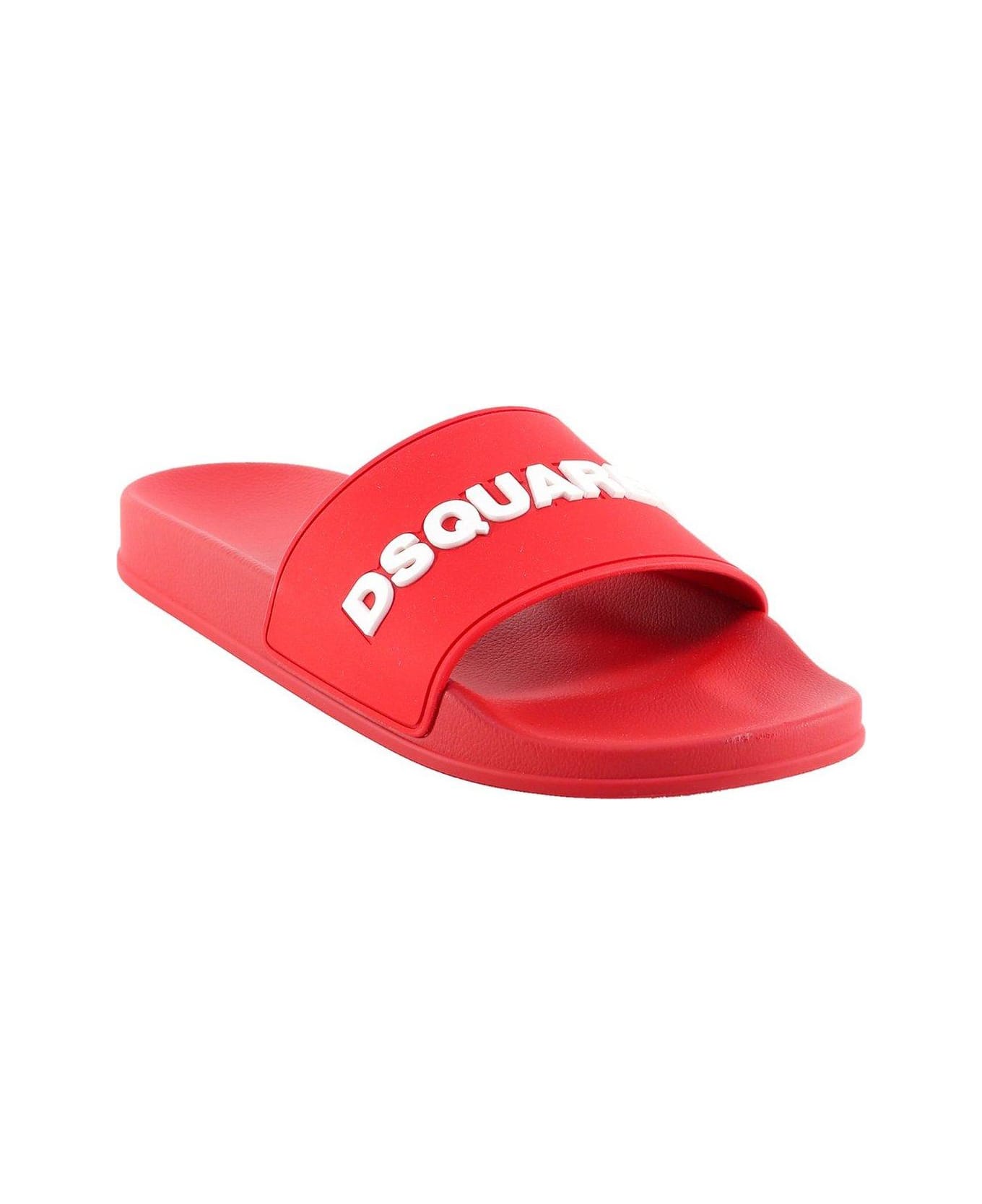 Dsquared2 Logo Embossed Slides - Rosso