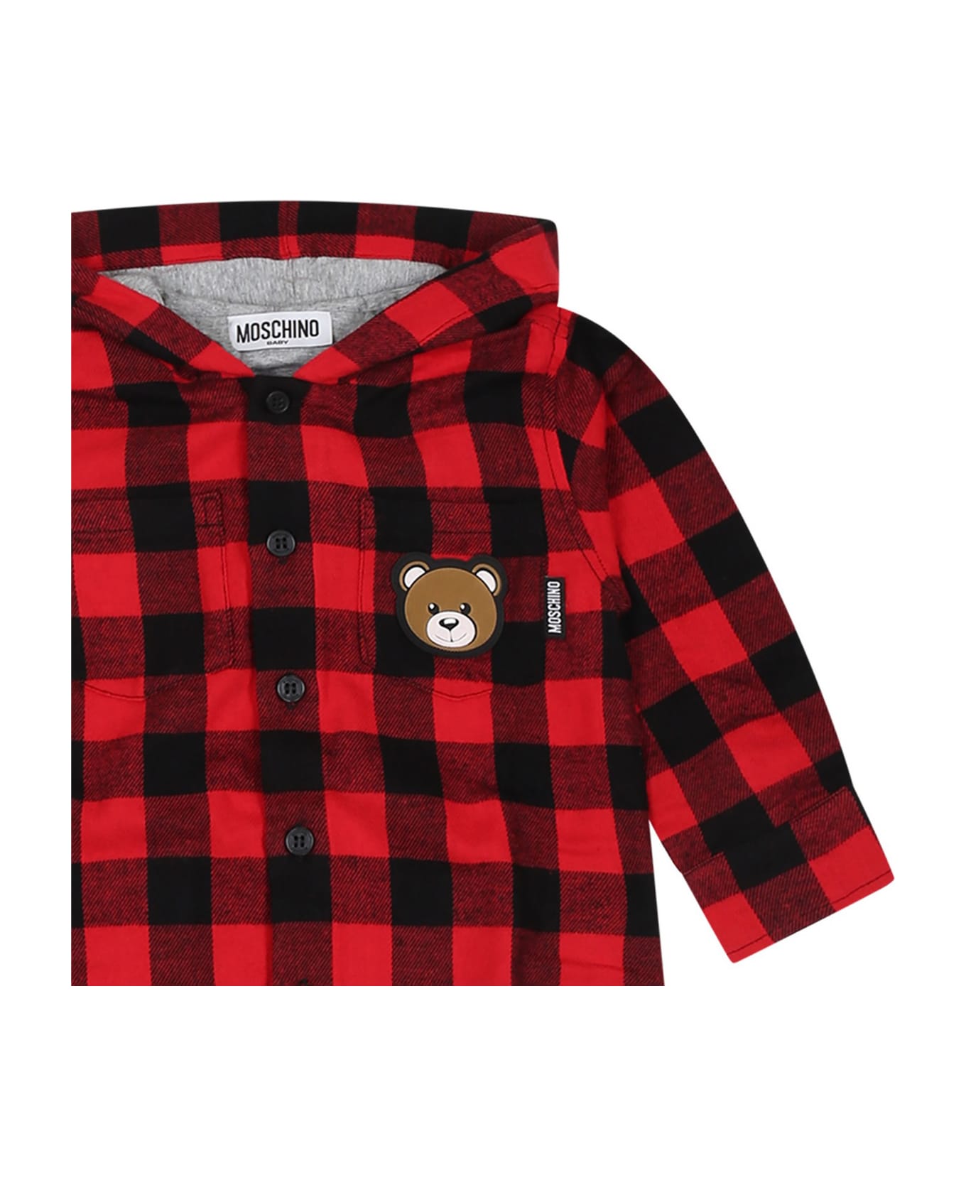 Moschino Red Shirt For Baby Boy With Teddy Bear And Logo - Red シャツ