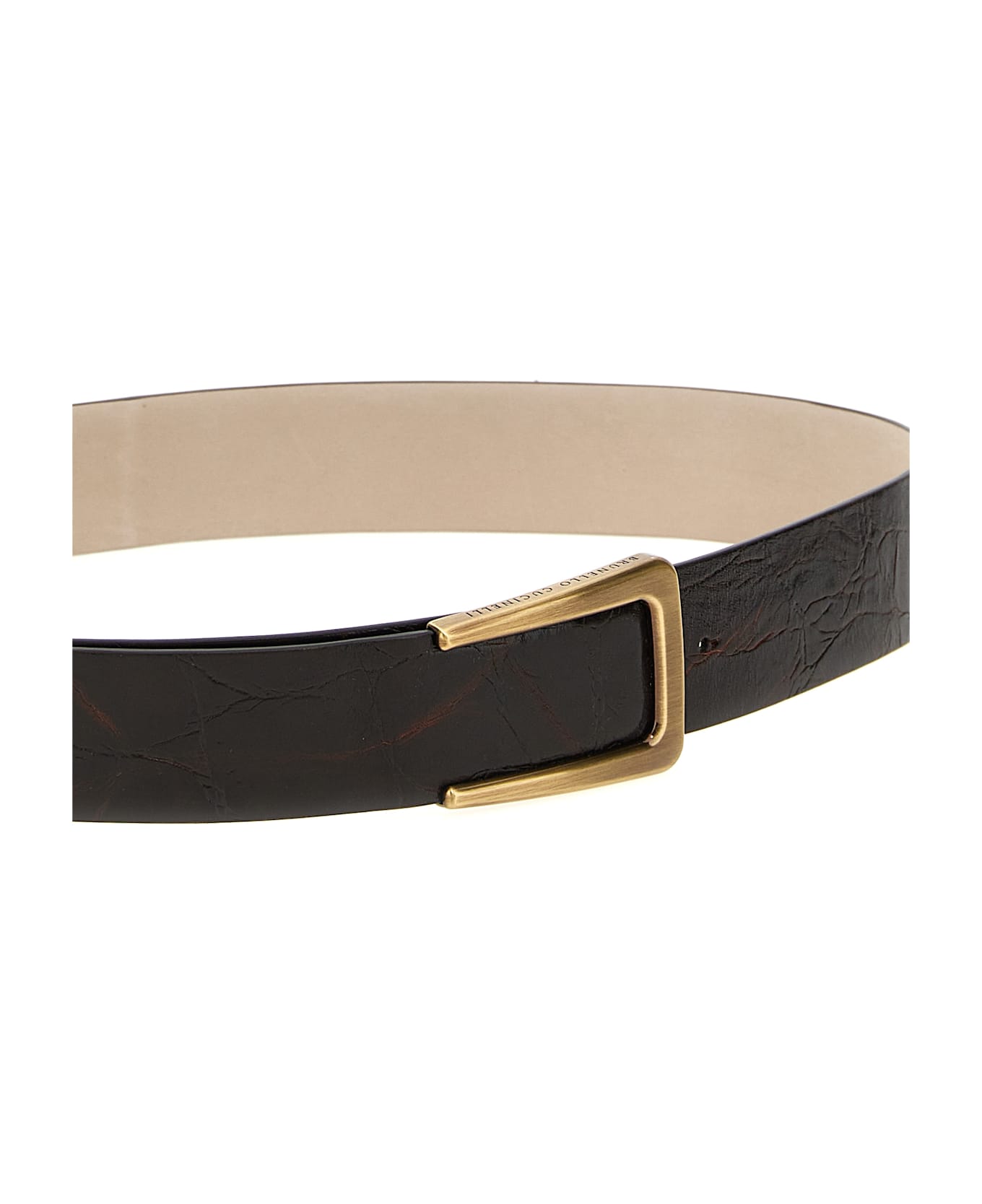 Brunello Cucinelli Craqué Leather Belt - Brown