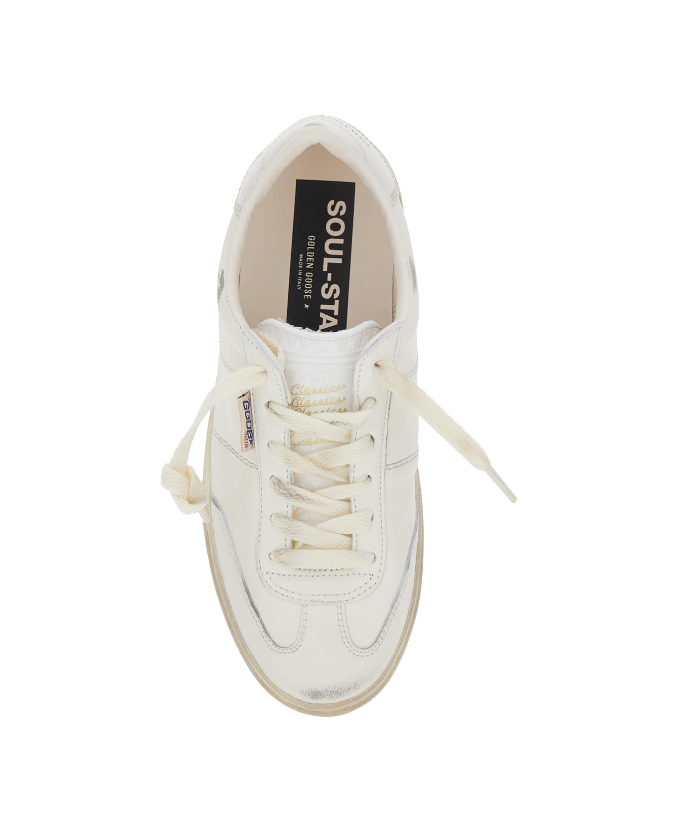 Golden Goose 'soulstar' White Low Top Sneakers With Logo Patch On The Tongue And Logo Lettering On Side And Heel In Leather Woman - White