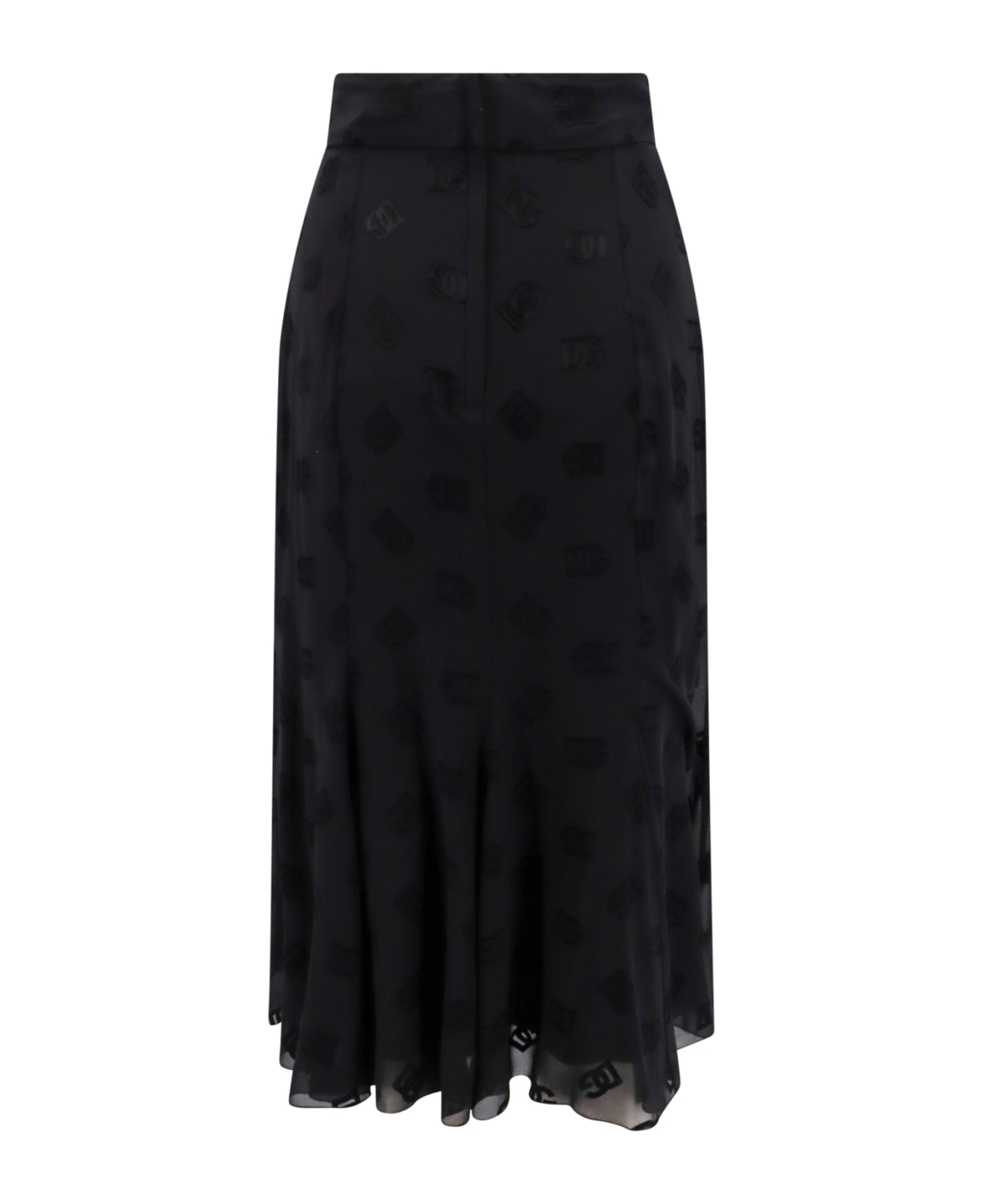 Dolce & Gabbana Devorè Silk Skirt - Black スカート