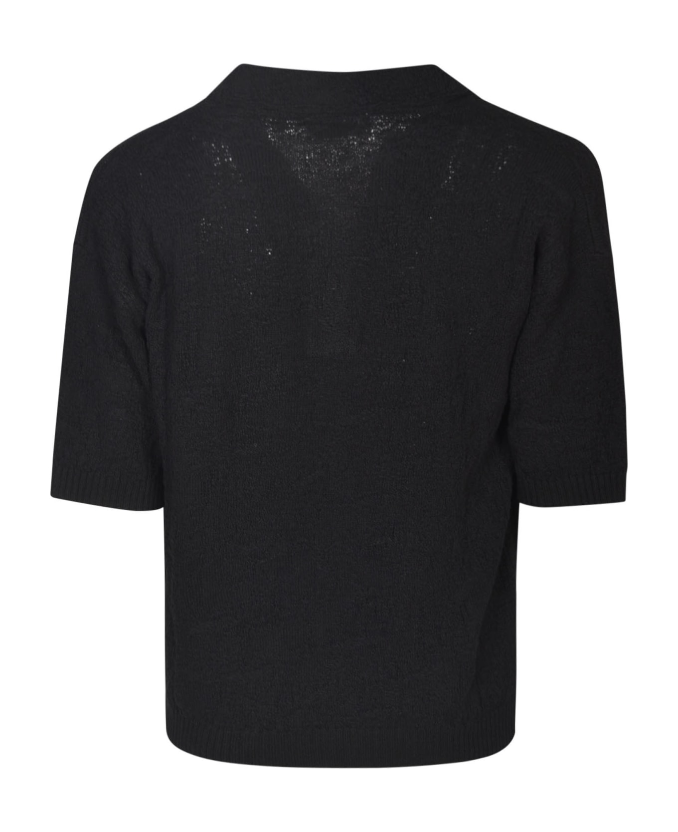 Atomo Factory Button-less Knitted Polo Shirt - Black