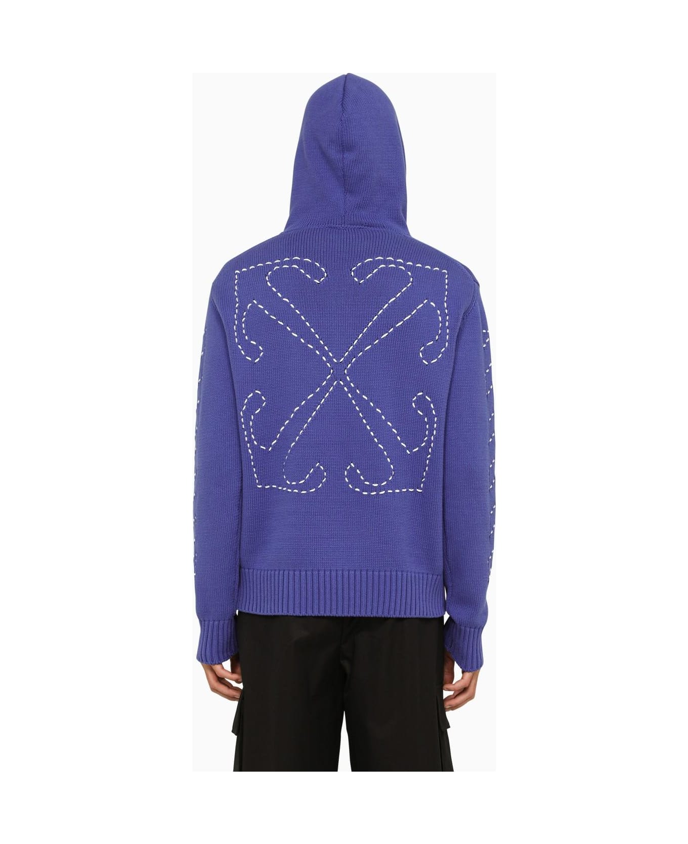 Off-White Arrows Blue Knitted Hoodie - Blue