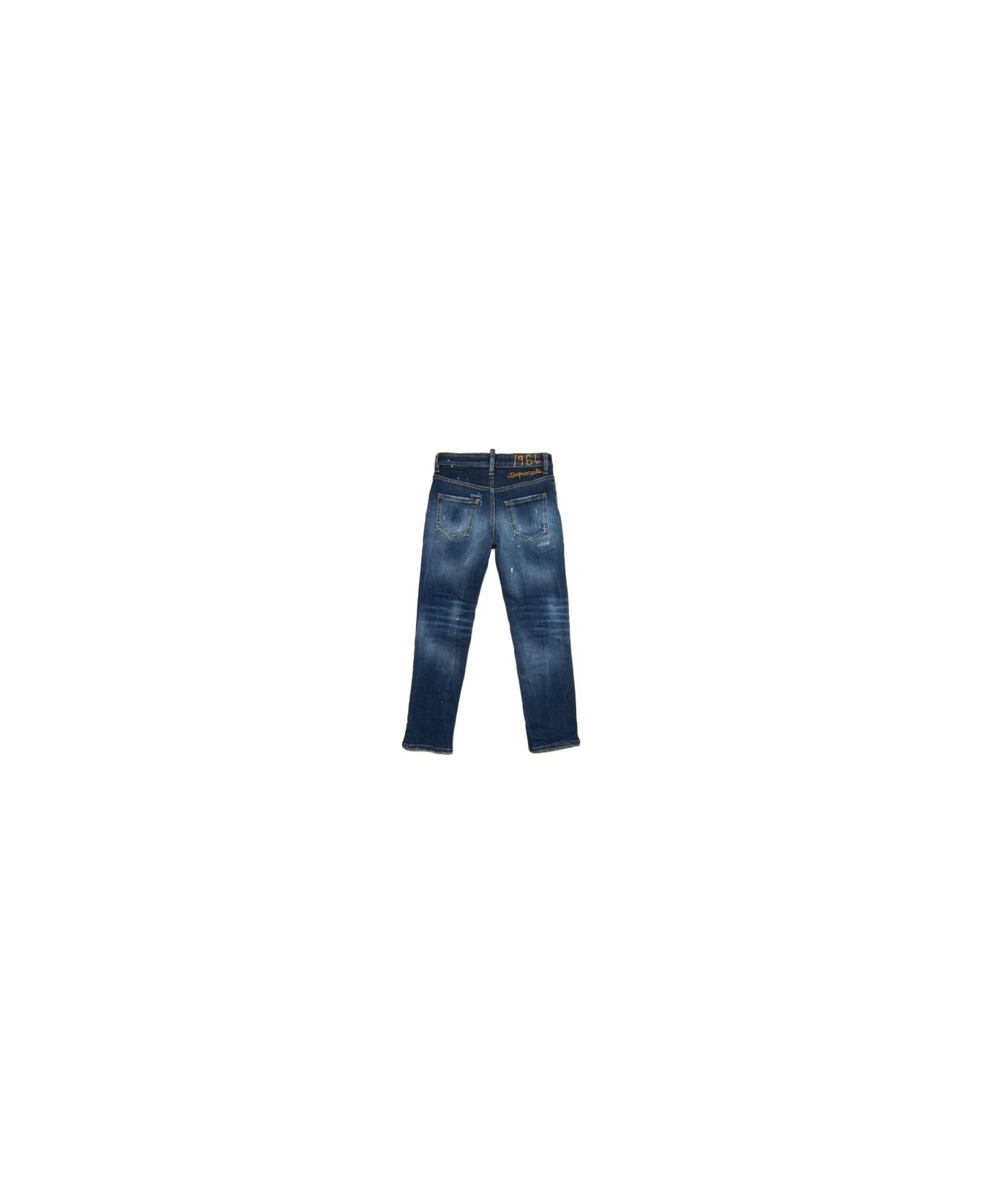 Dsquared2 Straight Jeans With Print - Blue ボトムス