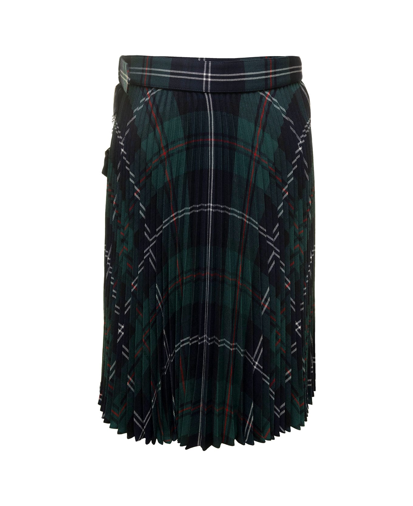 Burberry Midi Wrap Skirt With Check Motif Brown Wool Woman Burberry - Green