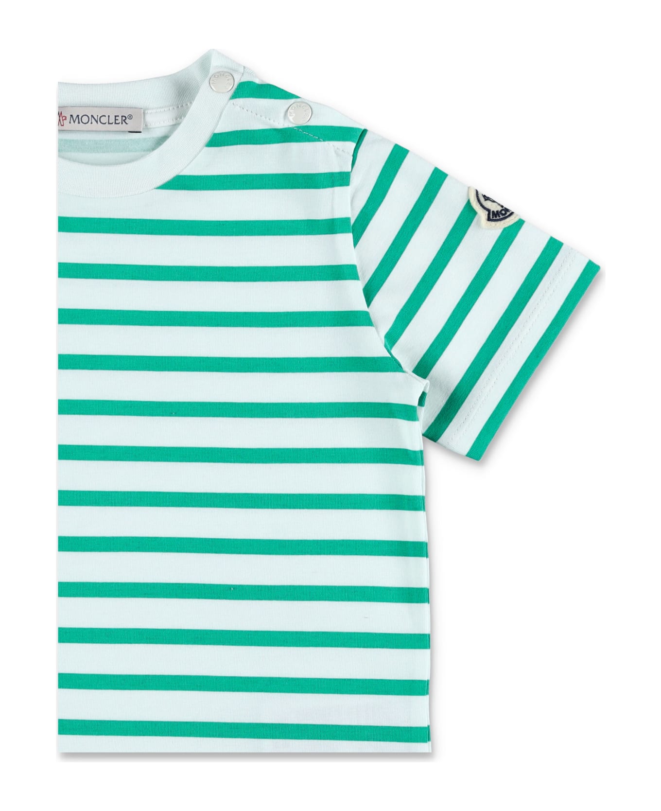 Moncler Striped T-shirt - WHITE/GREEN Tシャツ＆ポロシャツ
