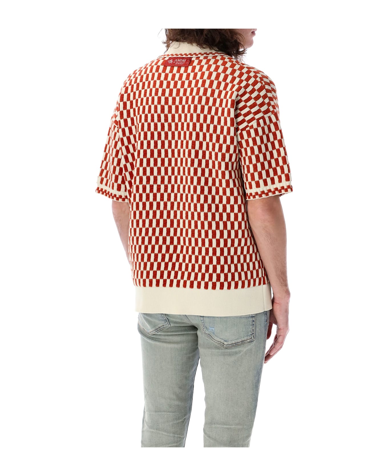 AMIRI Checkered Oversized Polo - BURNT ORANGE ポロシャツ