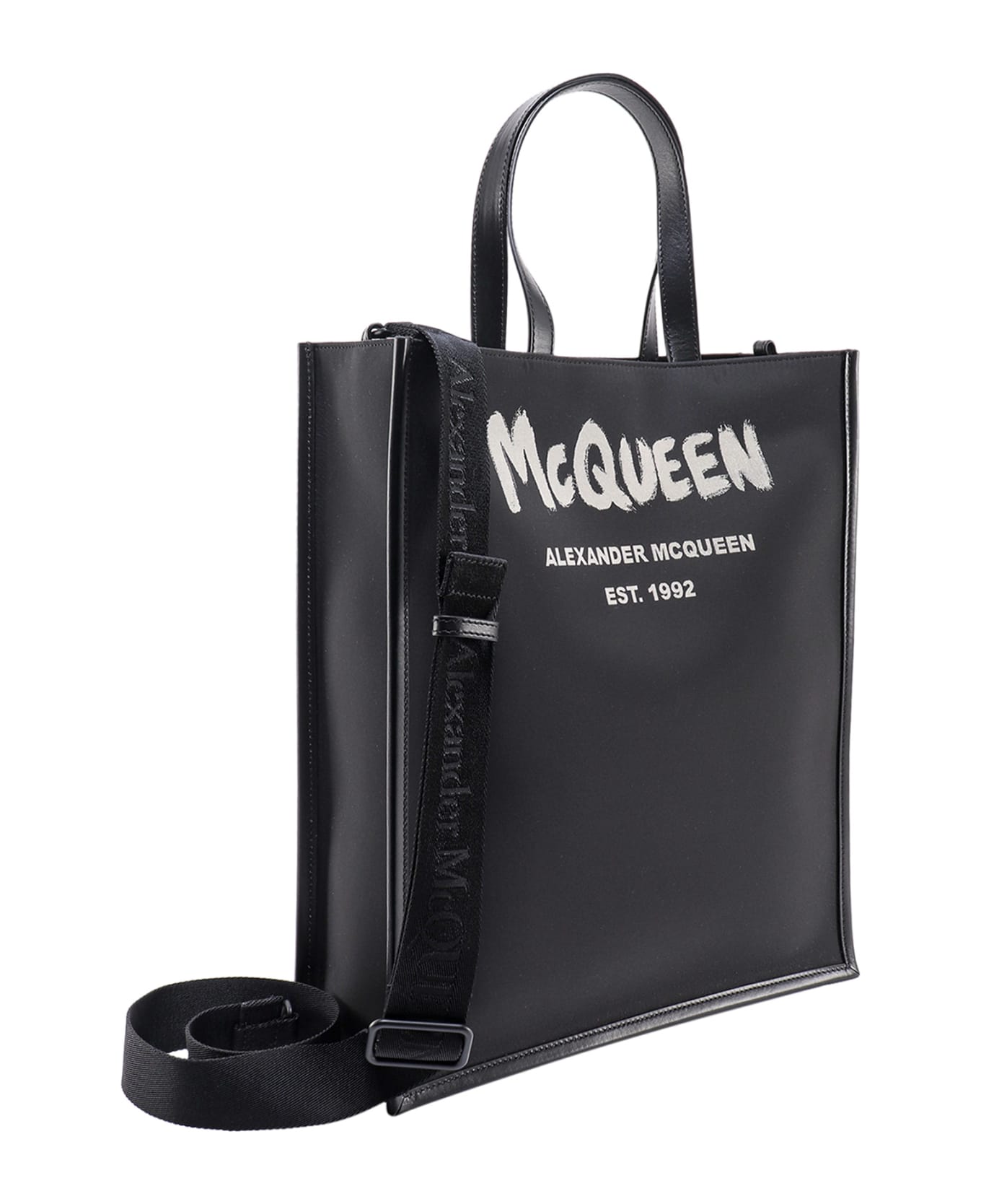 Alexander McQueen Edge Mcqueen Graffiti Shoulder Bag - Black