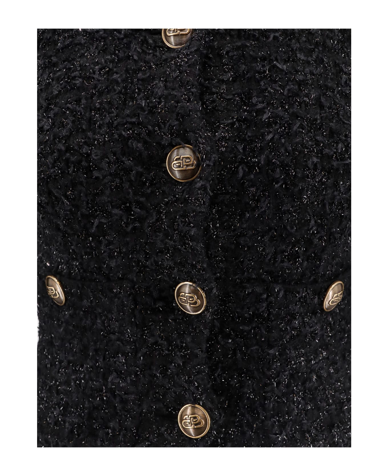 Balenciaga Cropped Tweed Cardigan - Black