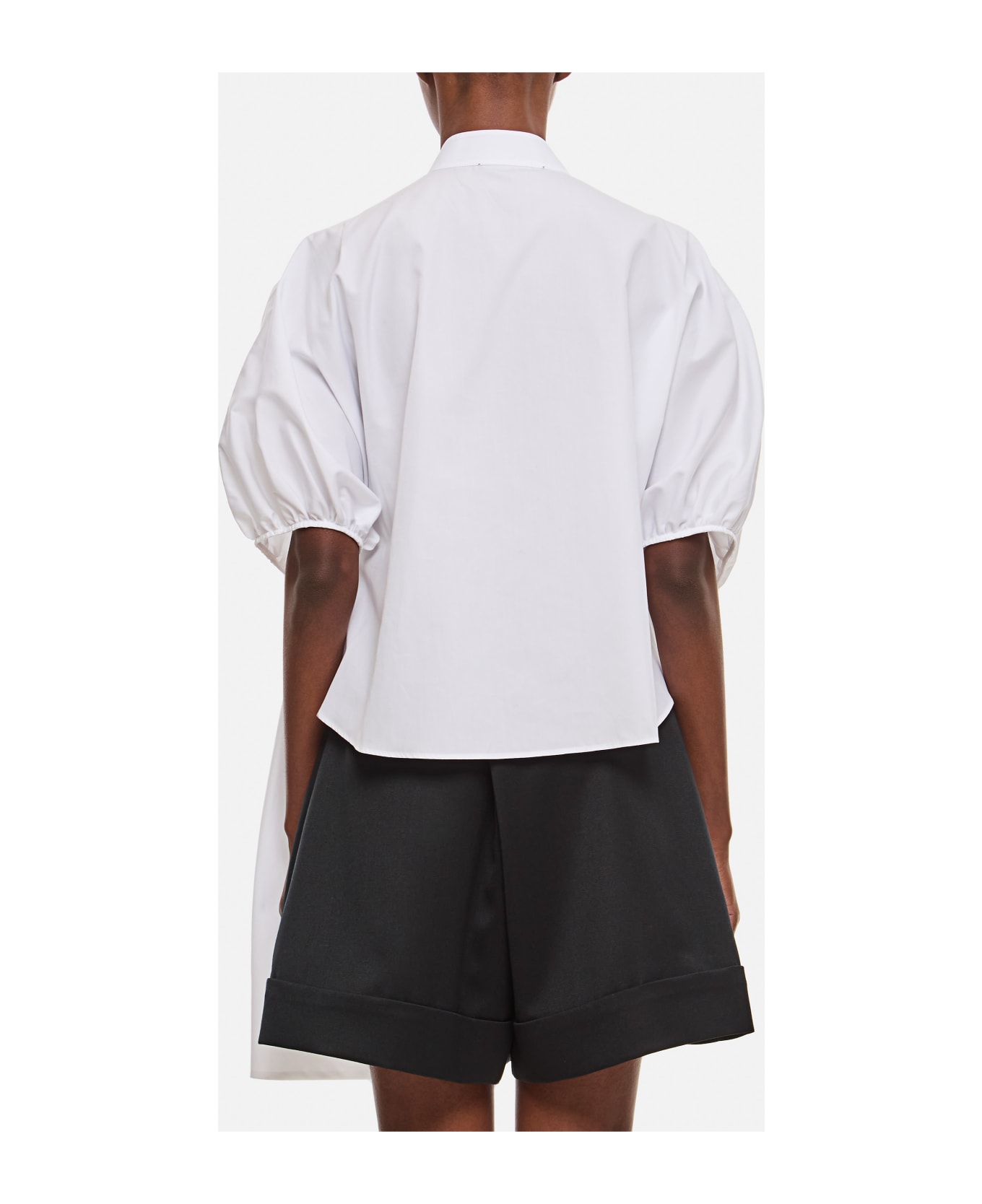 Simone Rocha Cropped Puff Sleeve Shirt W/ Rose Sash - WHITE ブラウス