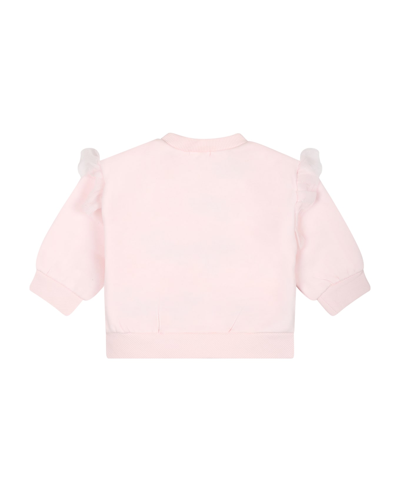 Billieblush Pink Sweatshirt For Baby Girls With Multicolor Print - Pink