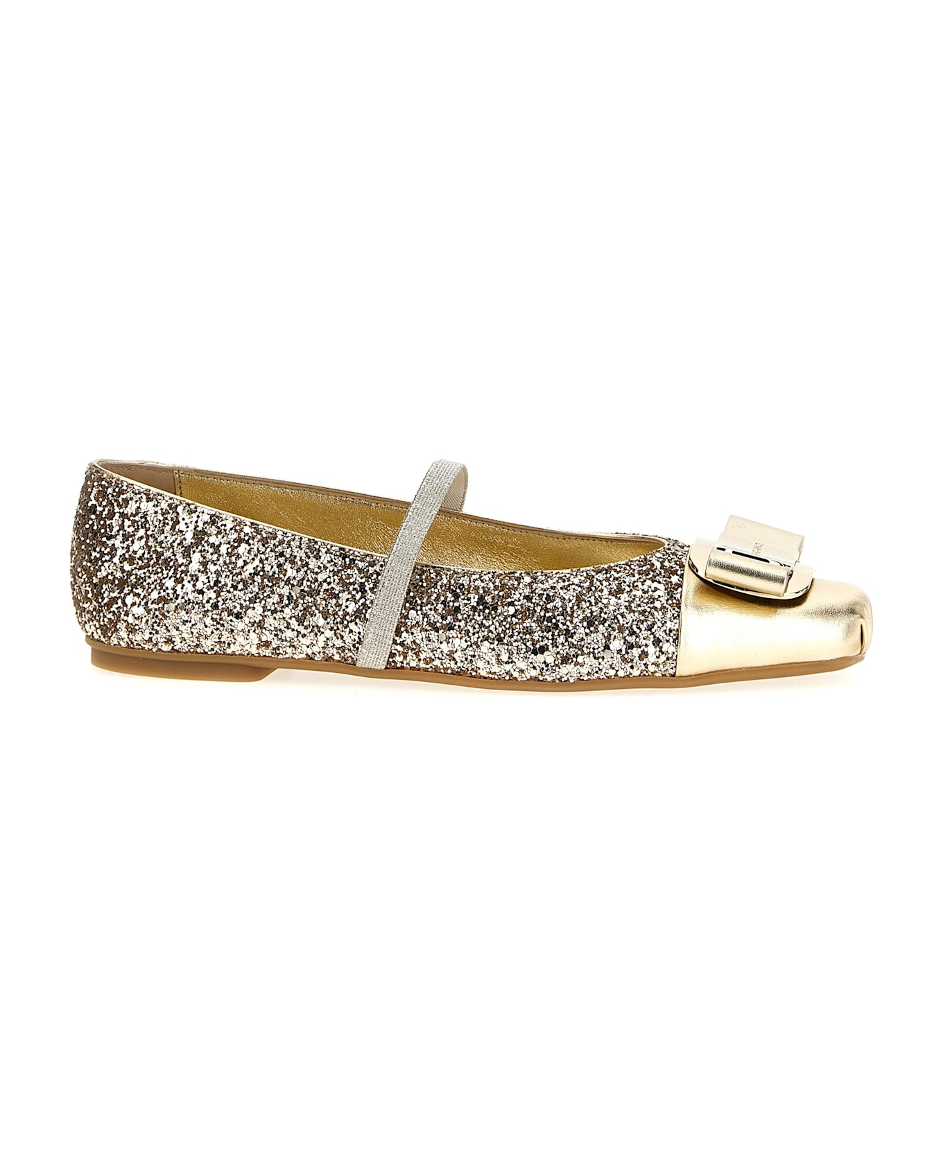 Ferragamo 'zina Toe' Ballet Flats - Gold