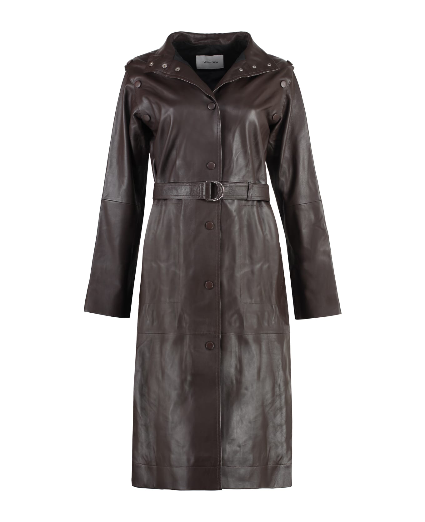 Yves Salomon Long Lambskin Jacket - brown