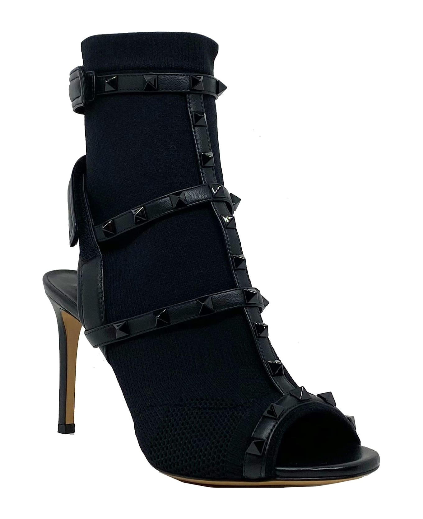 Valentino Garavani Rockstud Sock Heel Sandals - Black