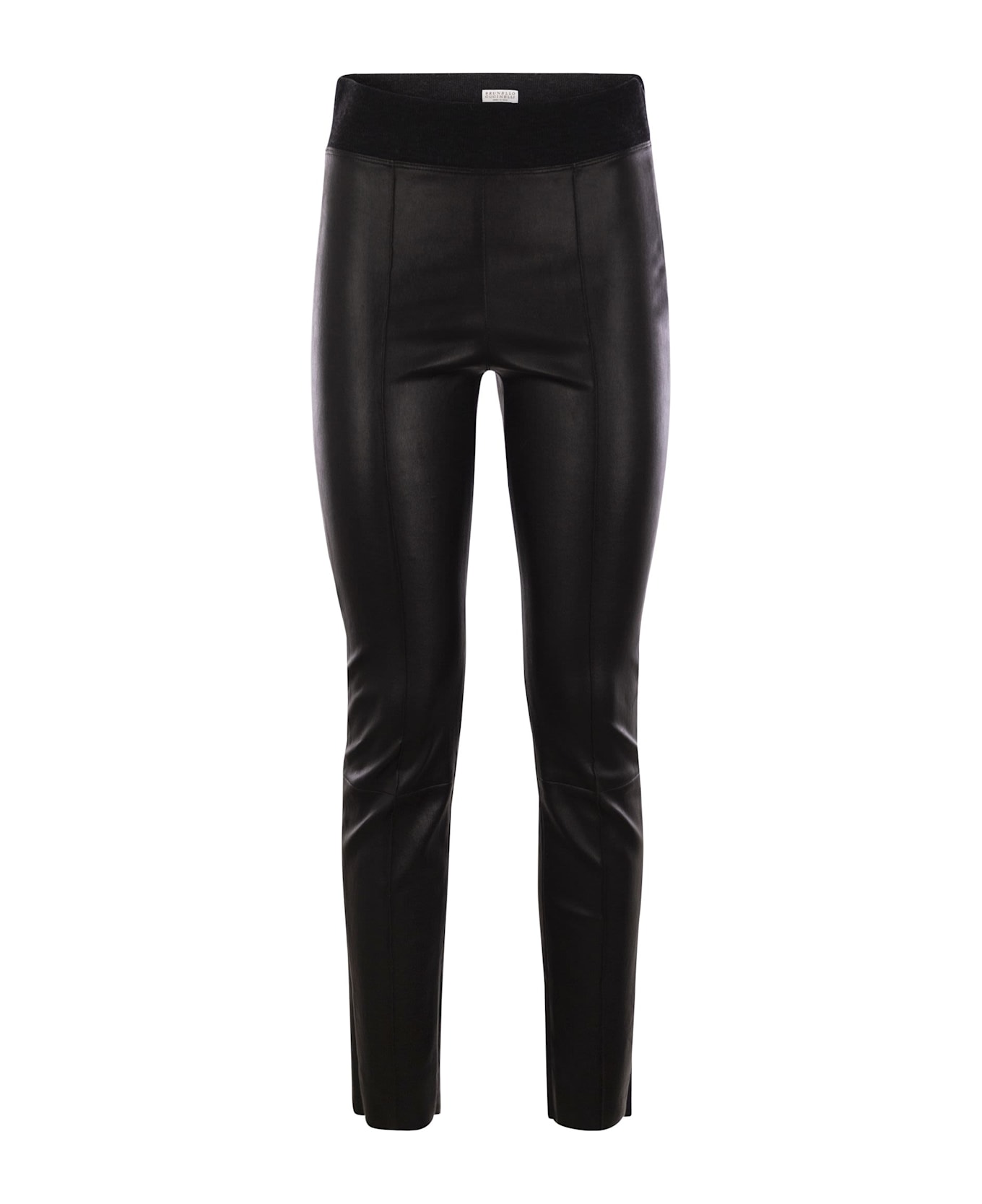 Brunello Cucinelli Skinny Fit Stretch Nappa Leather Trousers - Black