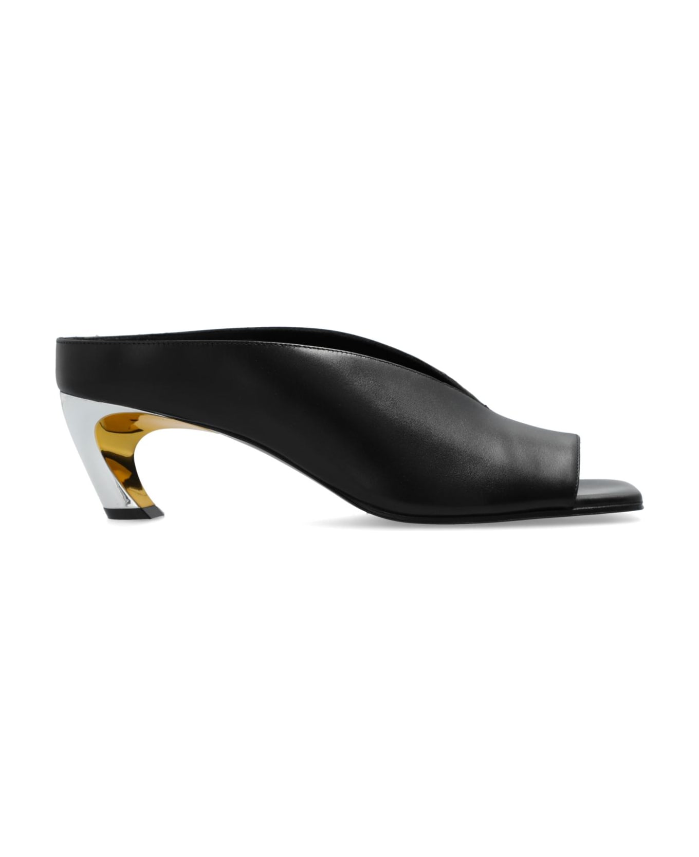 Alexander McQueen Leather Slides - Black/silver/gold