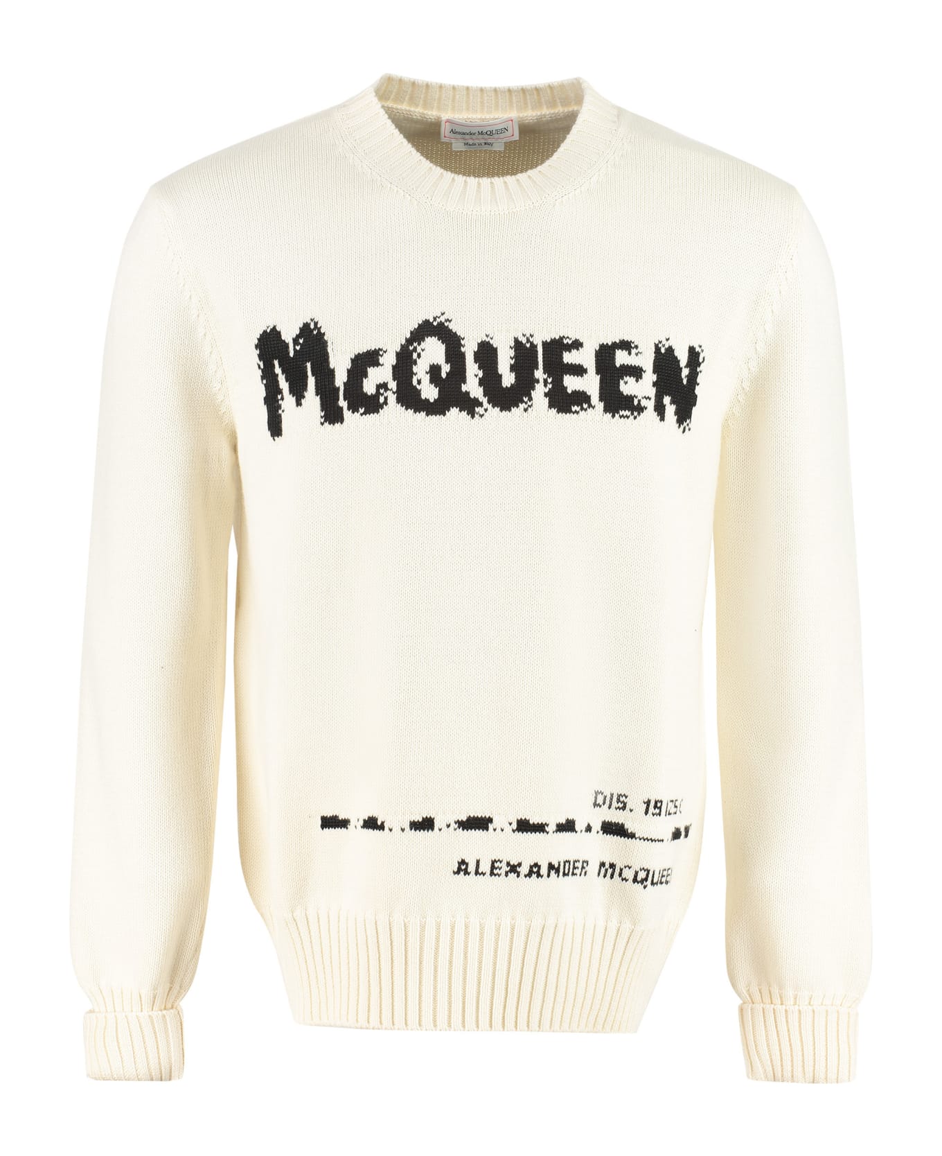 Alexander McQueen Logo Intarsia Crew-neck Sweater - panna