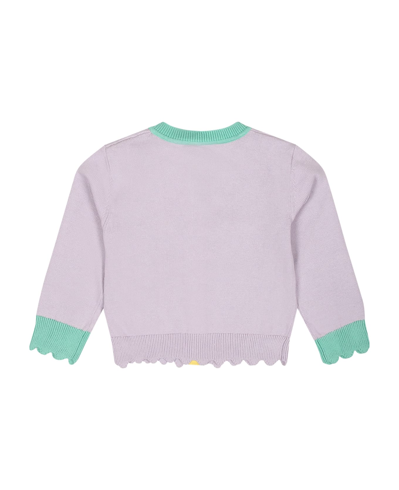 Stella McCartney Kids Purple Cardigan For Baby Girl With Shells - Violet ニットウェア＆スウェットシャツ