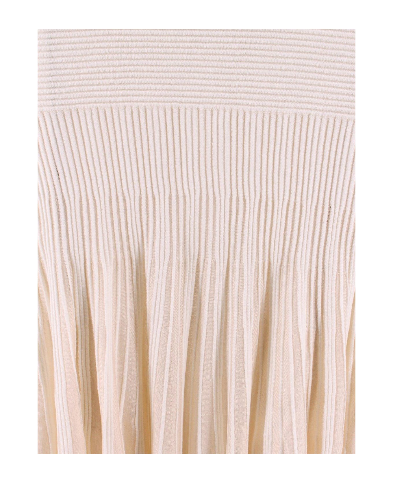 Chloé Elastic Waist Pleated Skirt - Beige