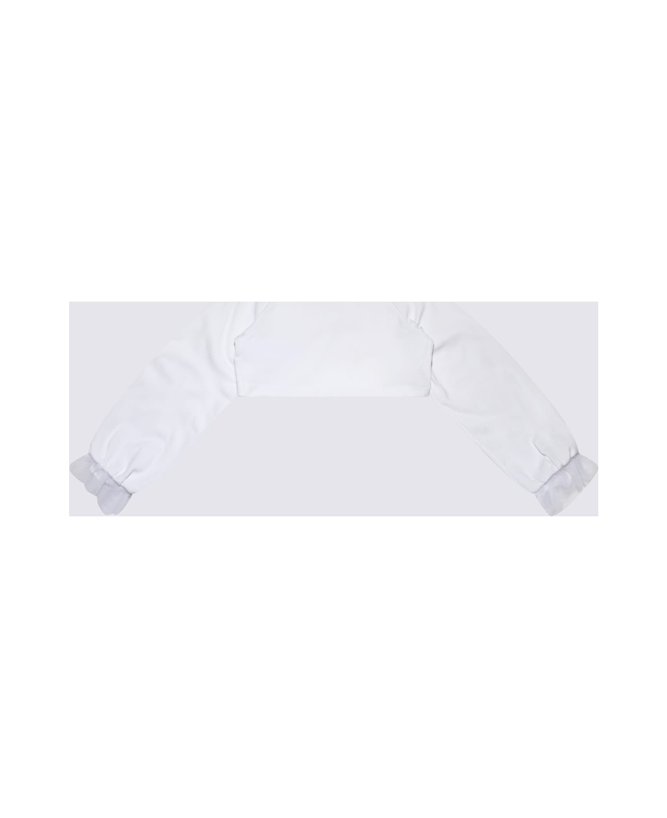 Monnalisa White Cotton Cropped Cardigan - White