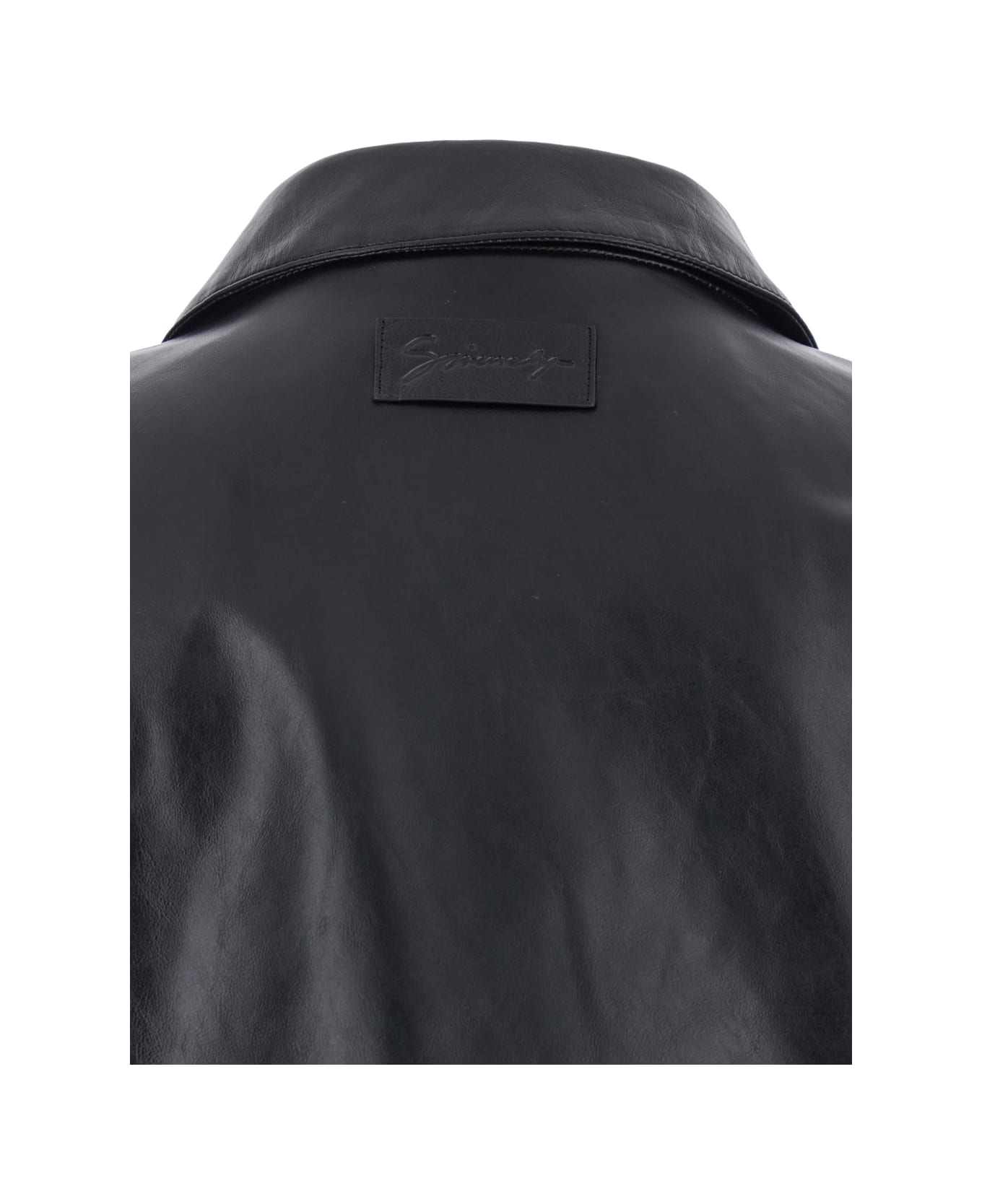 Givenchy Black Jacket With Logo Patch On The Back In Leather Man - Black