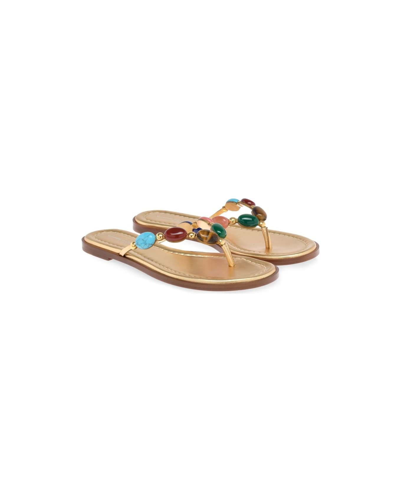 Gianvito Rossi Shanti Leather Thong Sandals - Leather Brown