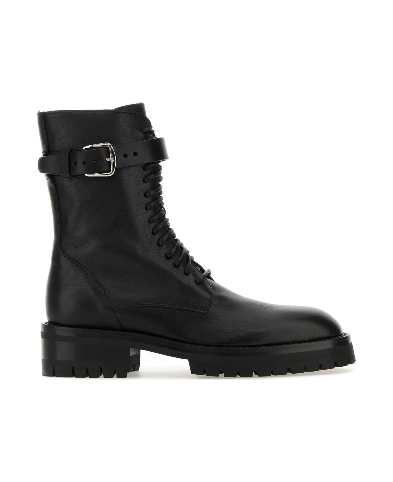 Ann Demeulemeester Black Leather Ankle Boots - BLACK