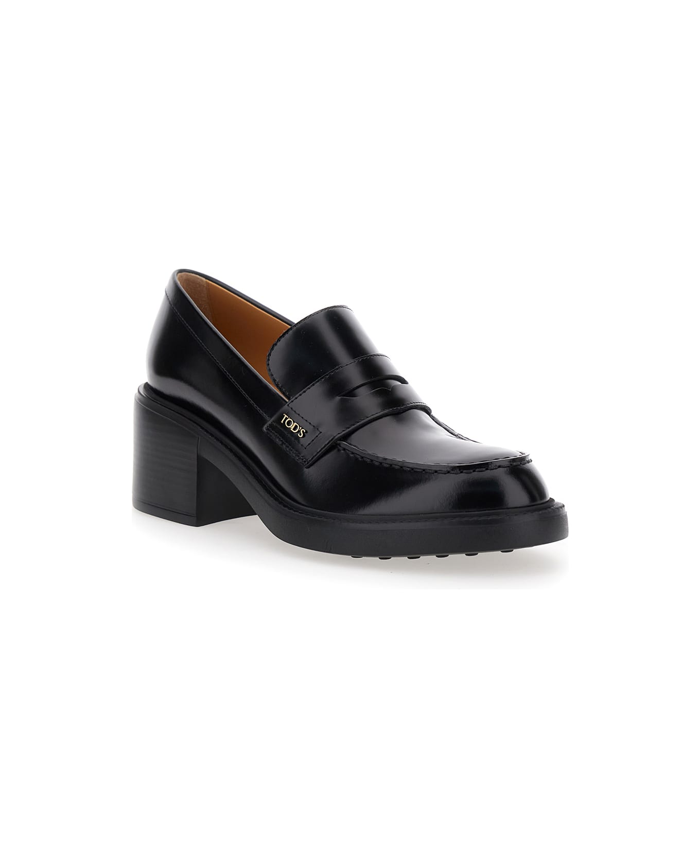 Tod's Black Loafers With Penny Slot And Logo Lettering On The Side In Leather Woman - Black