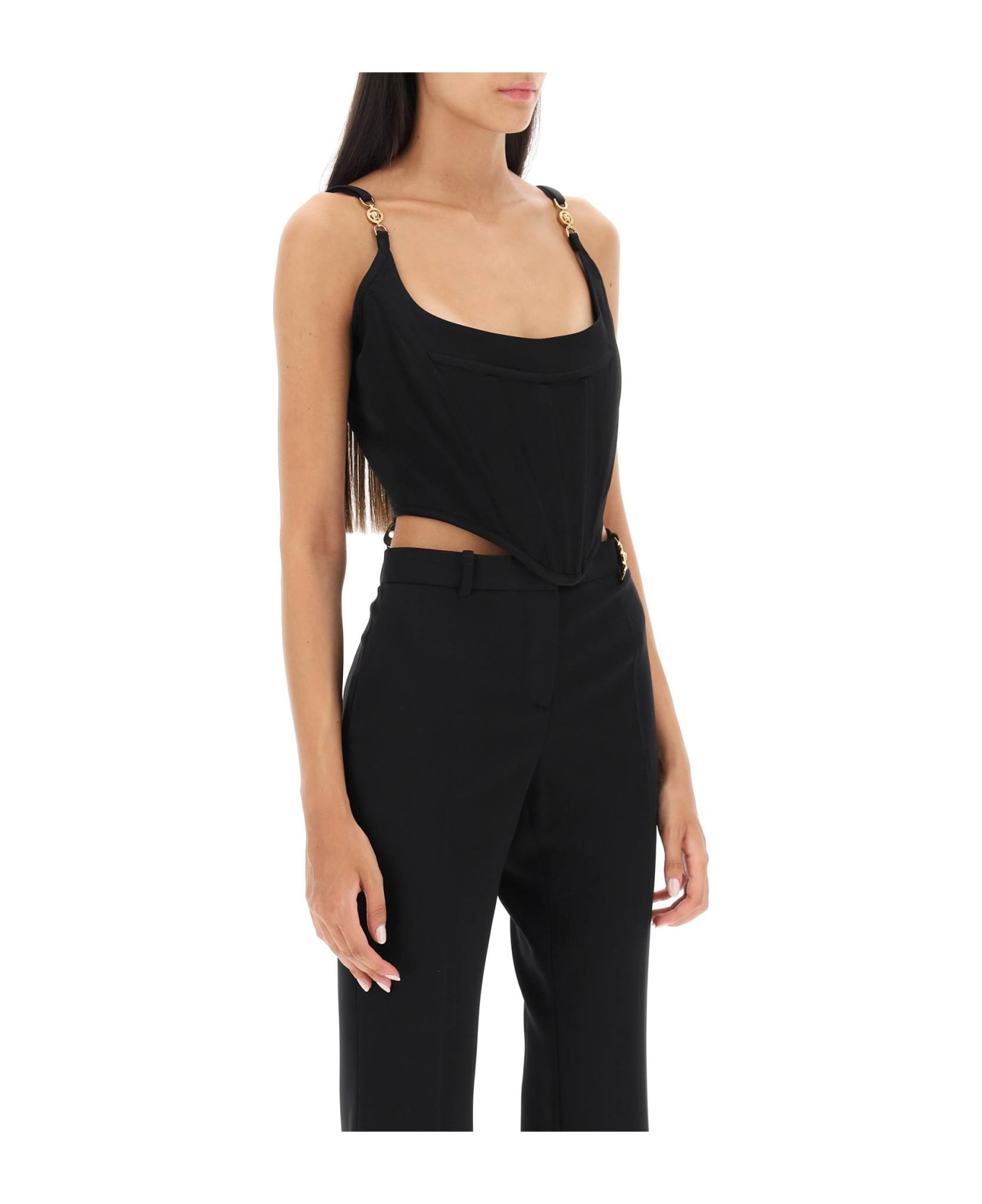 Versace Medusa '95 Satin Corset Top - BLACK (Black)