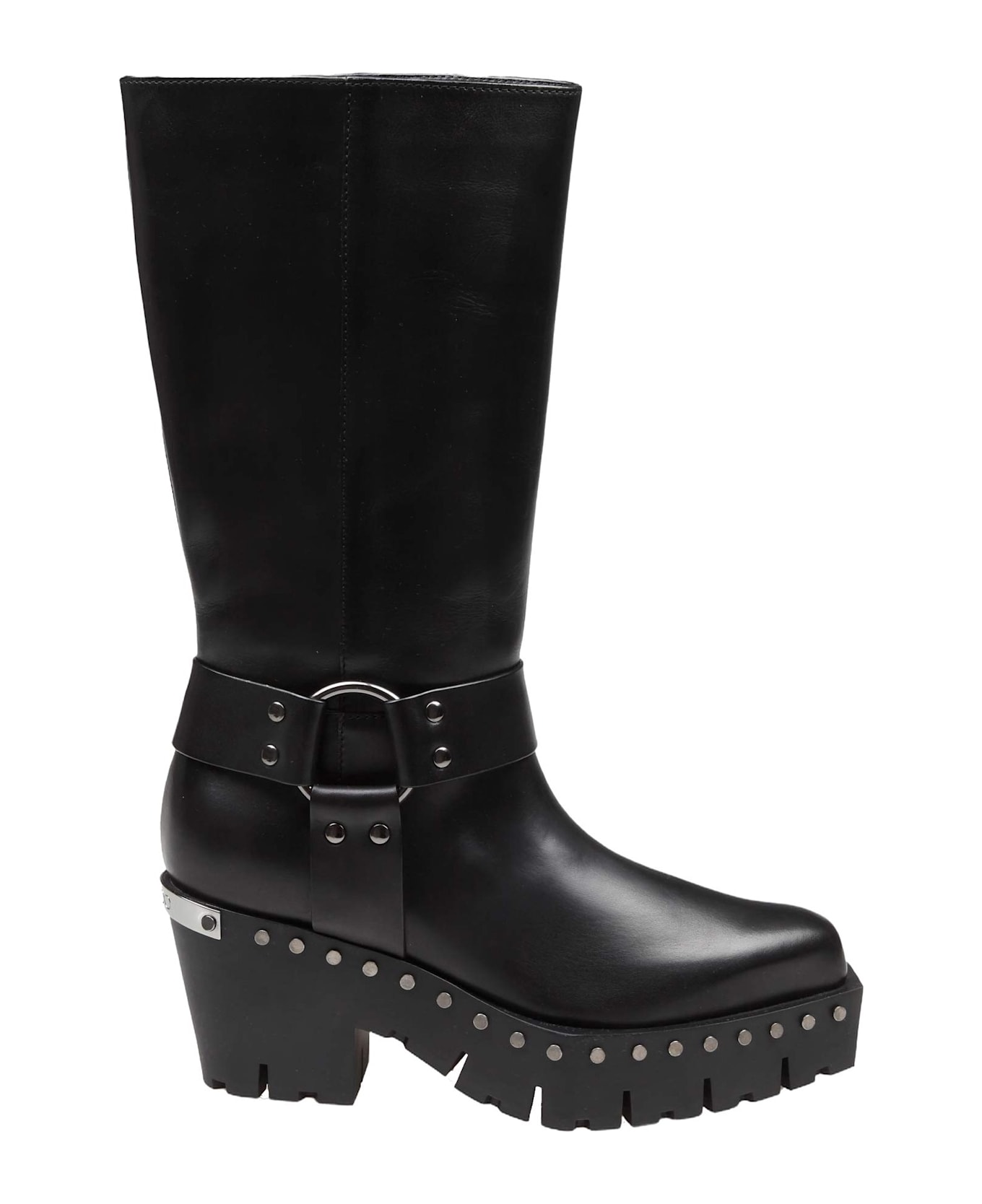 Jimmy Choo Leather Boot With Studs Color Black - Black