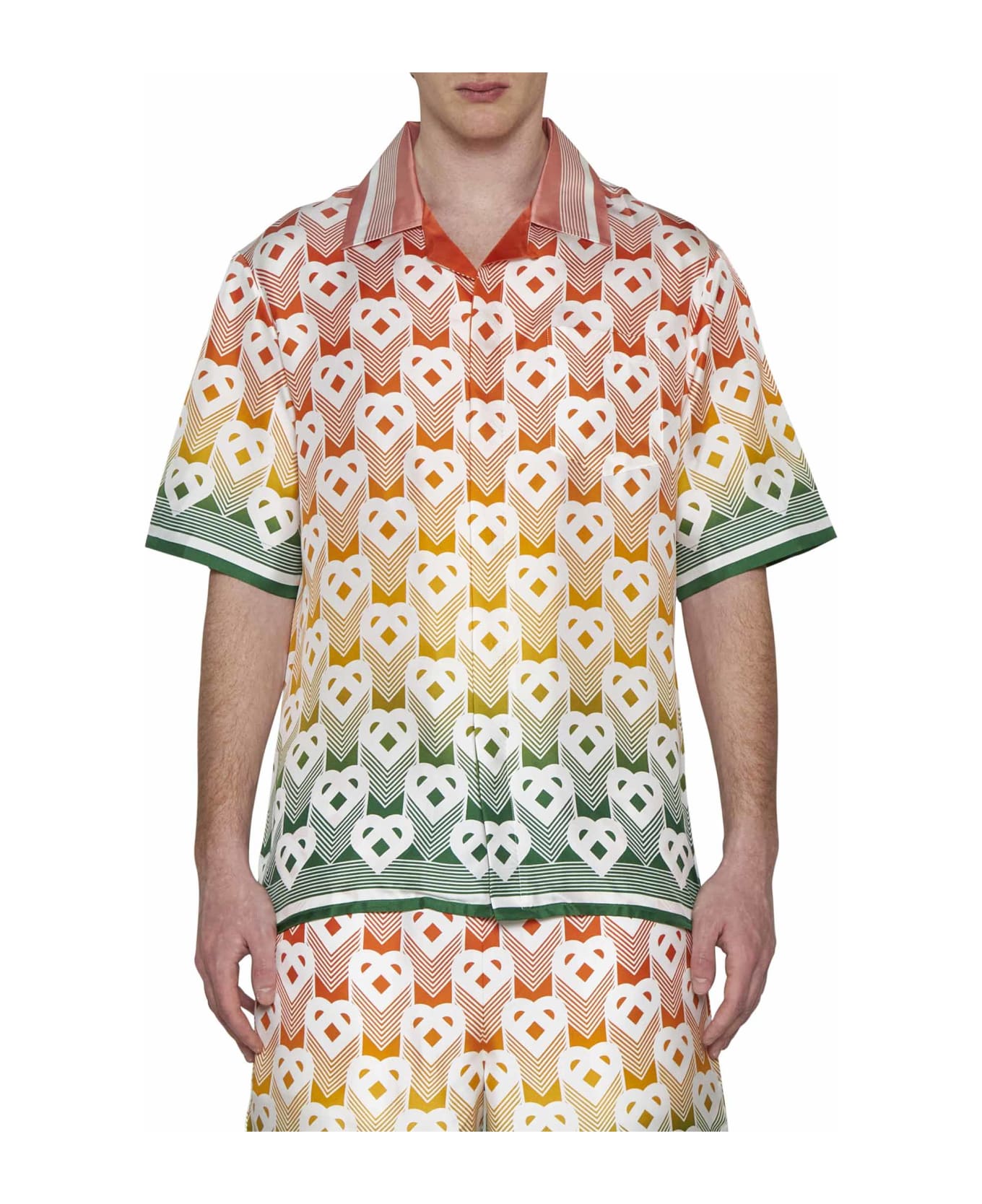 Casablanca Gradient Heart Monogram Silk Shirt - Multicolour