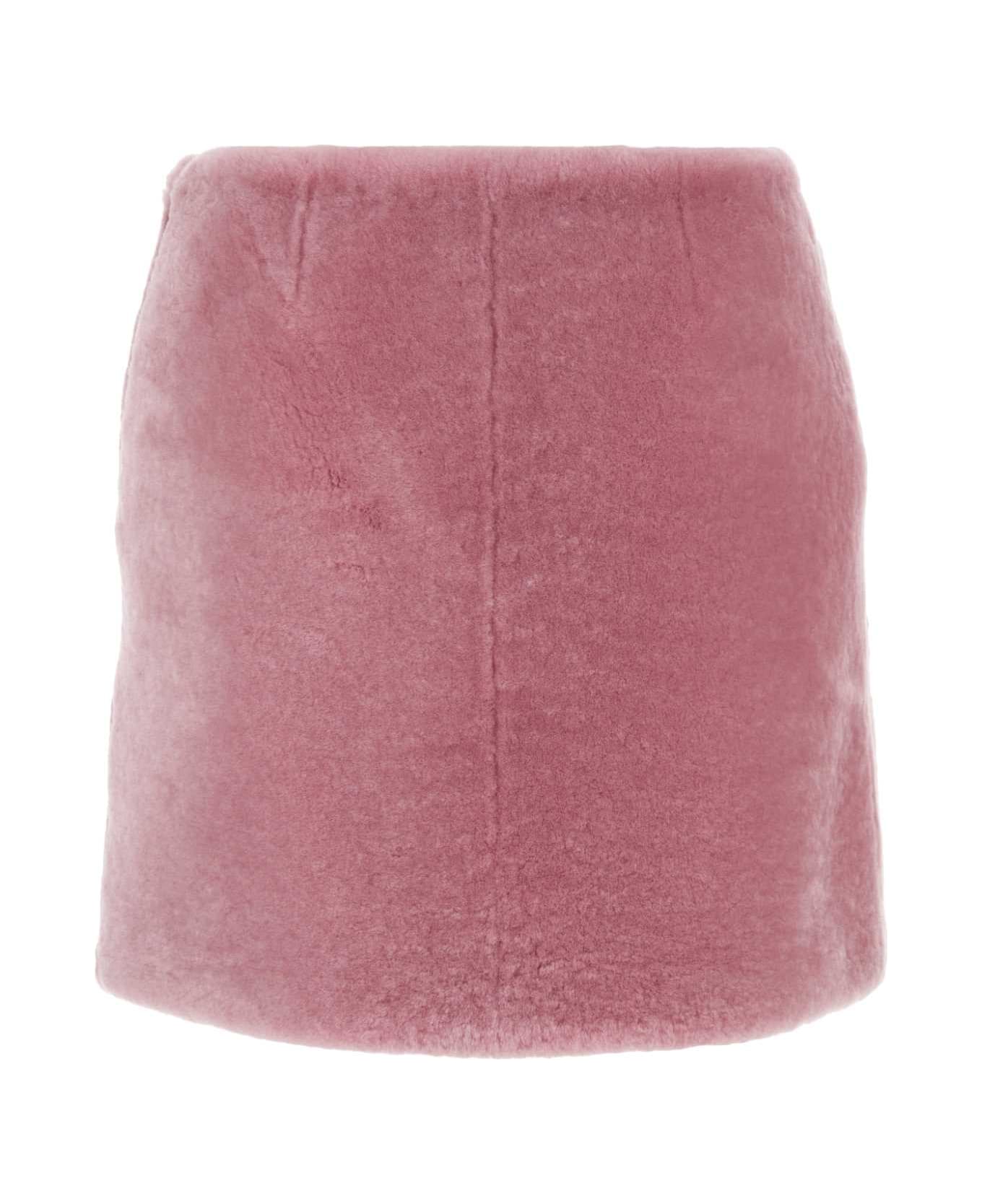 Prada Pink Shearling Skirt - BEGONIA