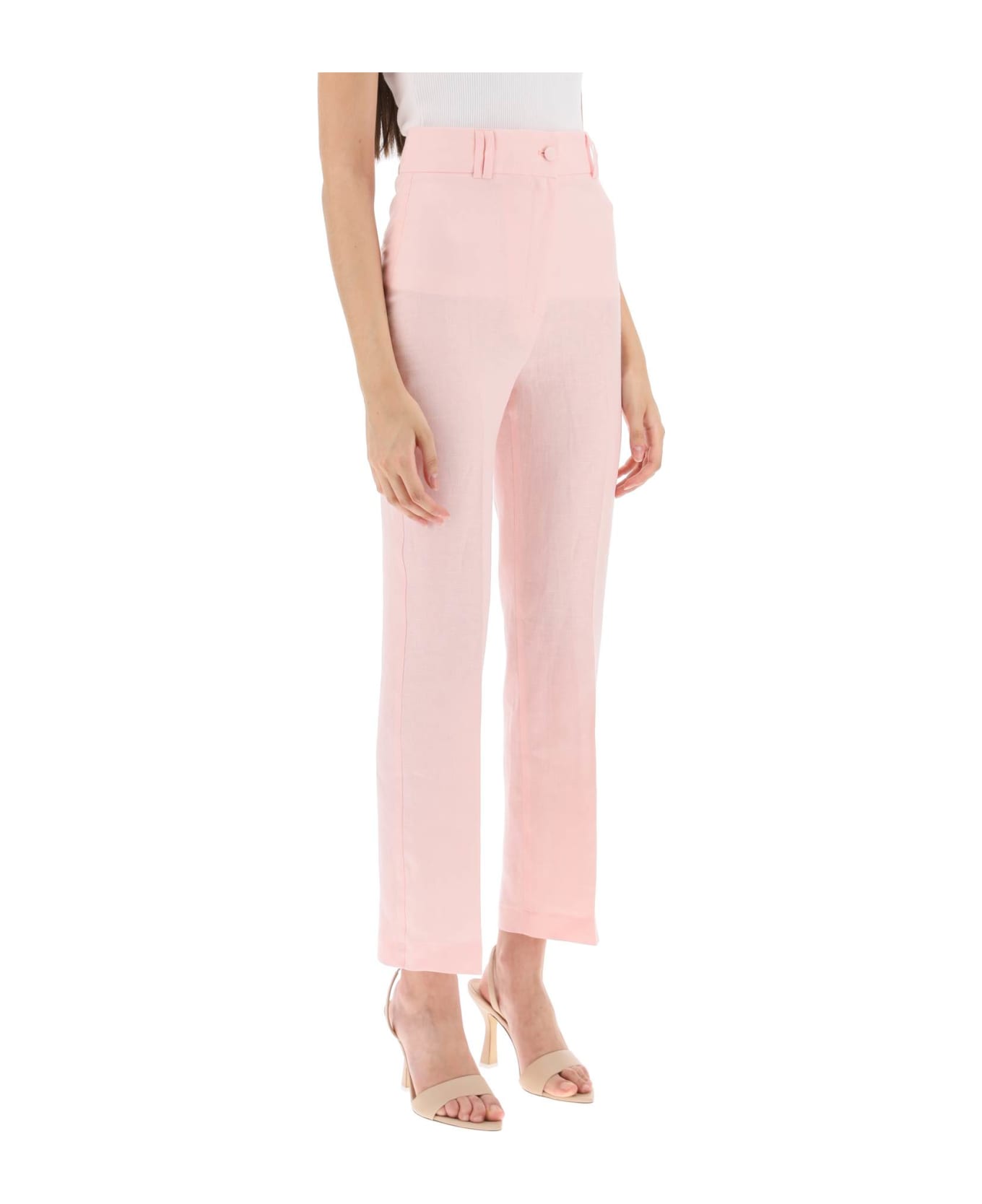 Hebe Studio 'loulou' Linen Trousers - PINK CALYPSO (Pink)