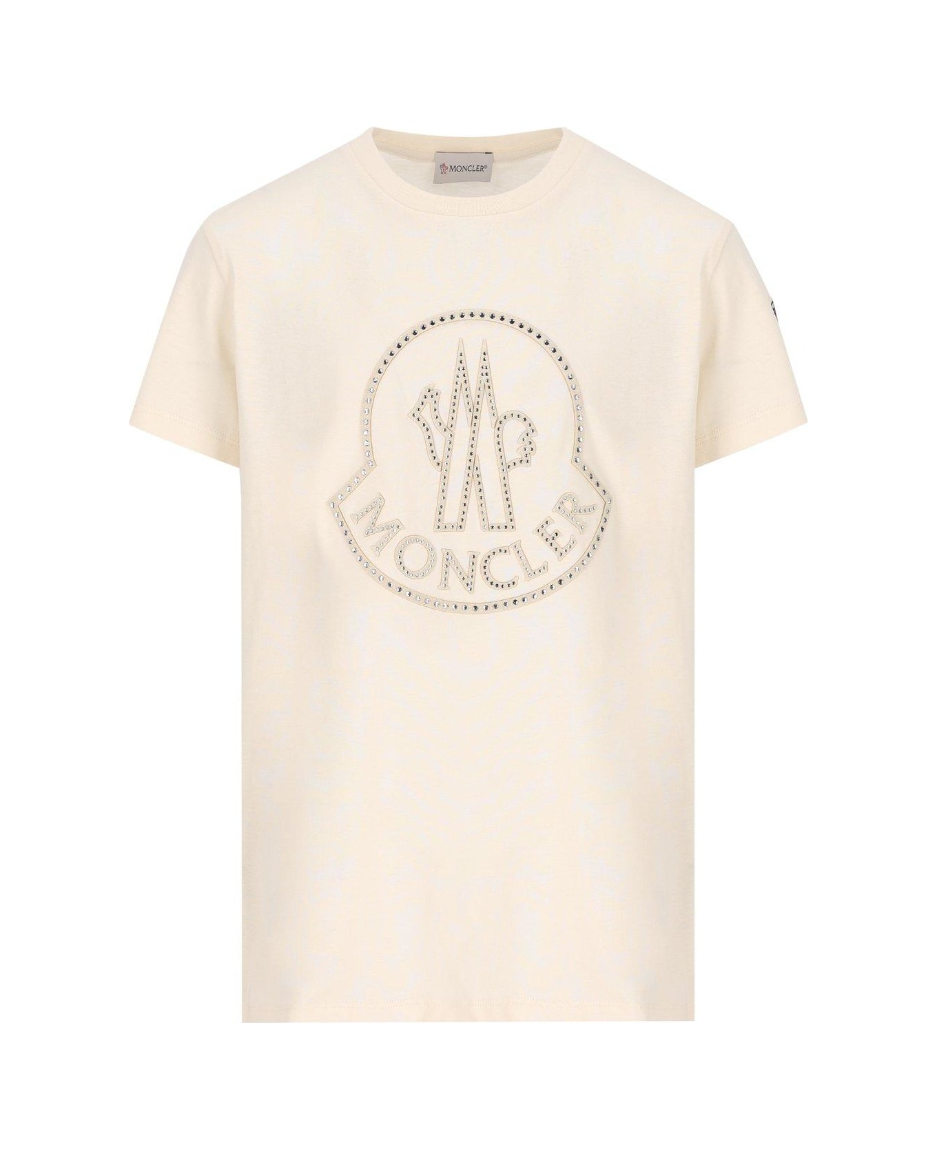 Moncler Logo Embellished Crewneck T-shirt - Beige