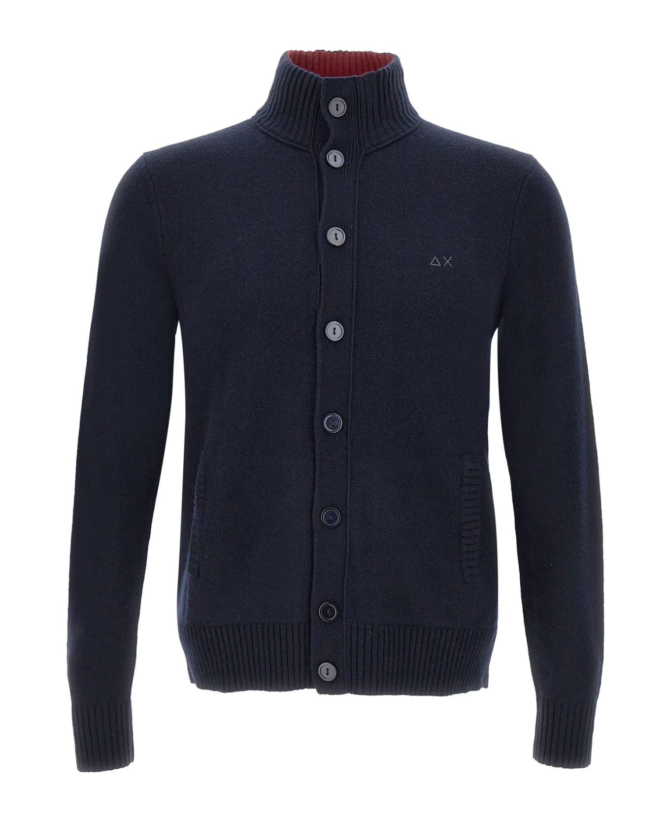 Sun 68 'solid Color' Wool, Viscose And Cashmere Cardigan Cardigan - NAVY BLUE
