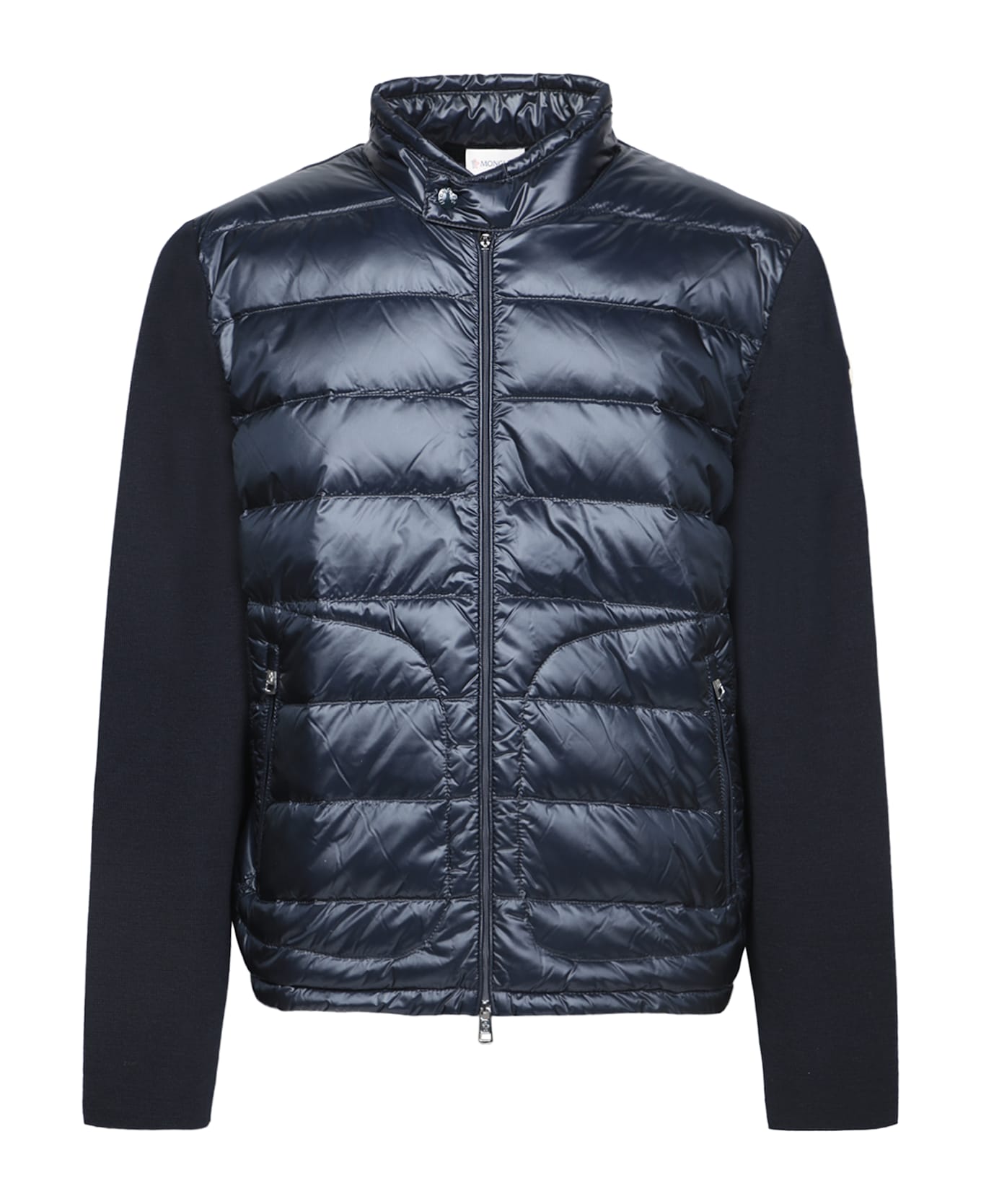 Moncler Zip Up Navy Cardigan Down Jacket - Blue